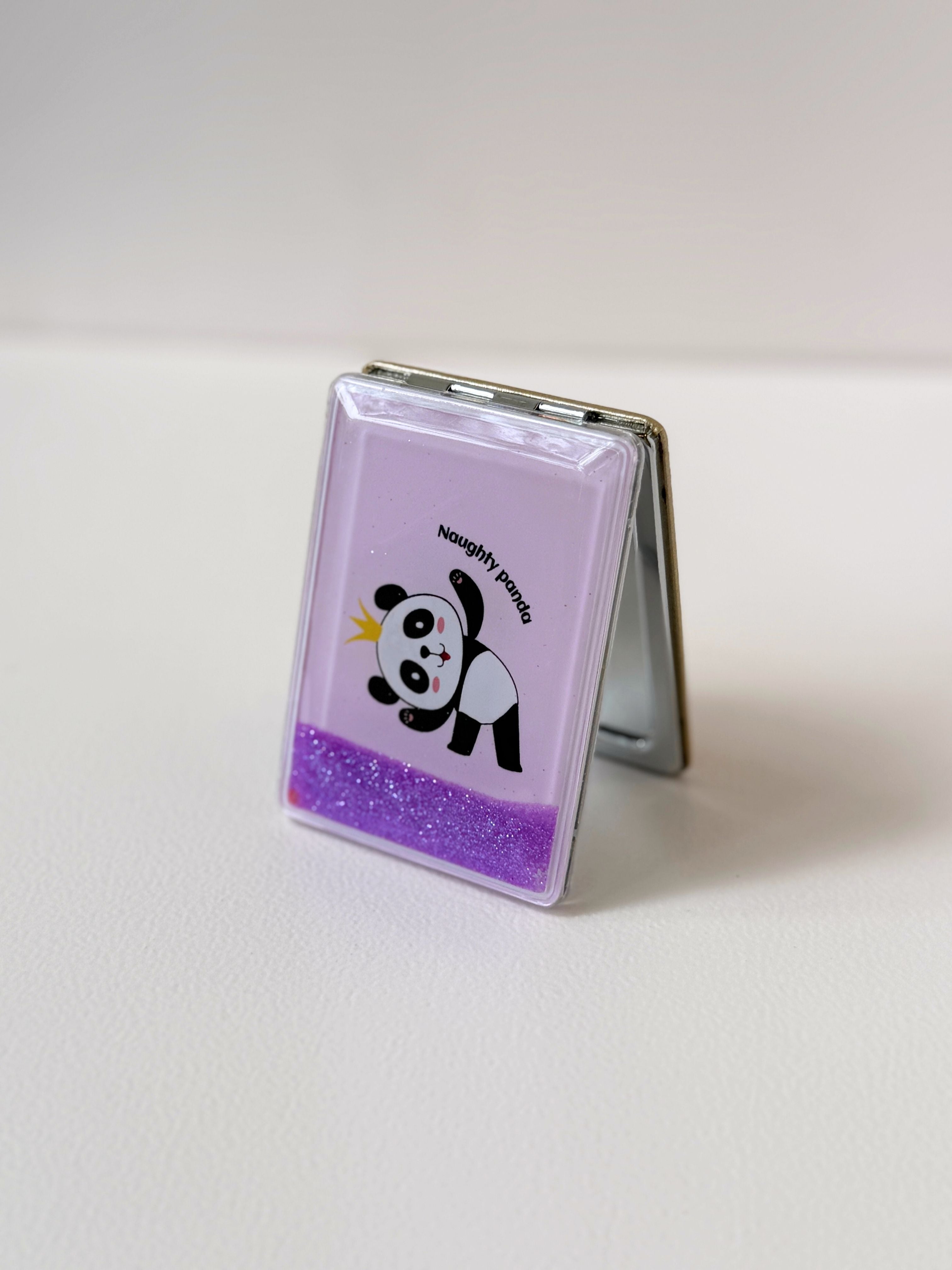 Naughty Panda Glitter Compact Mirror – Cute Pocket-Size Accessory