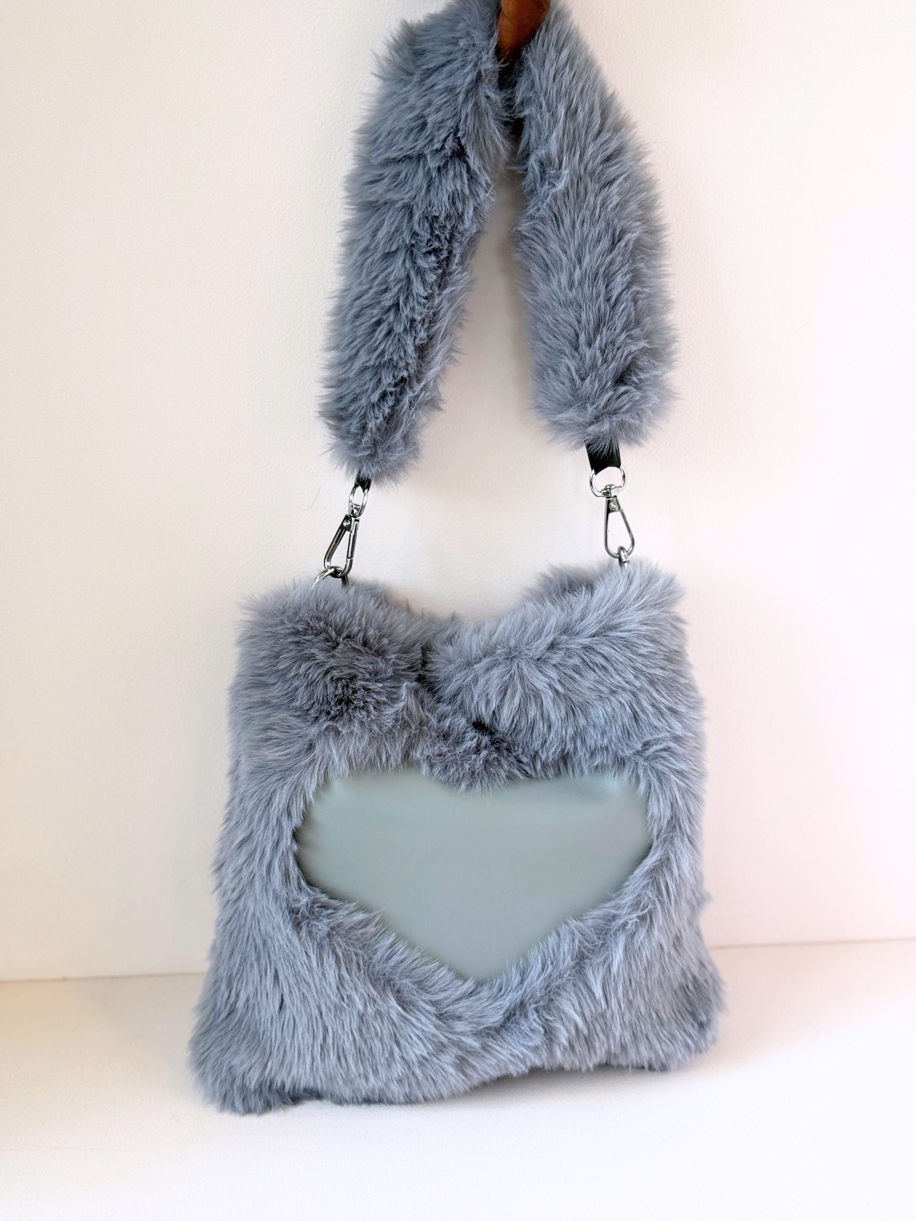 Plush Heart-Panel Furry Bags – Soft, Sweet & Stylish for All Ages