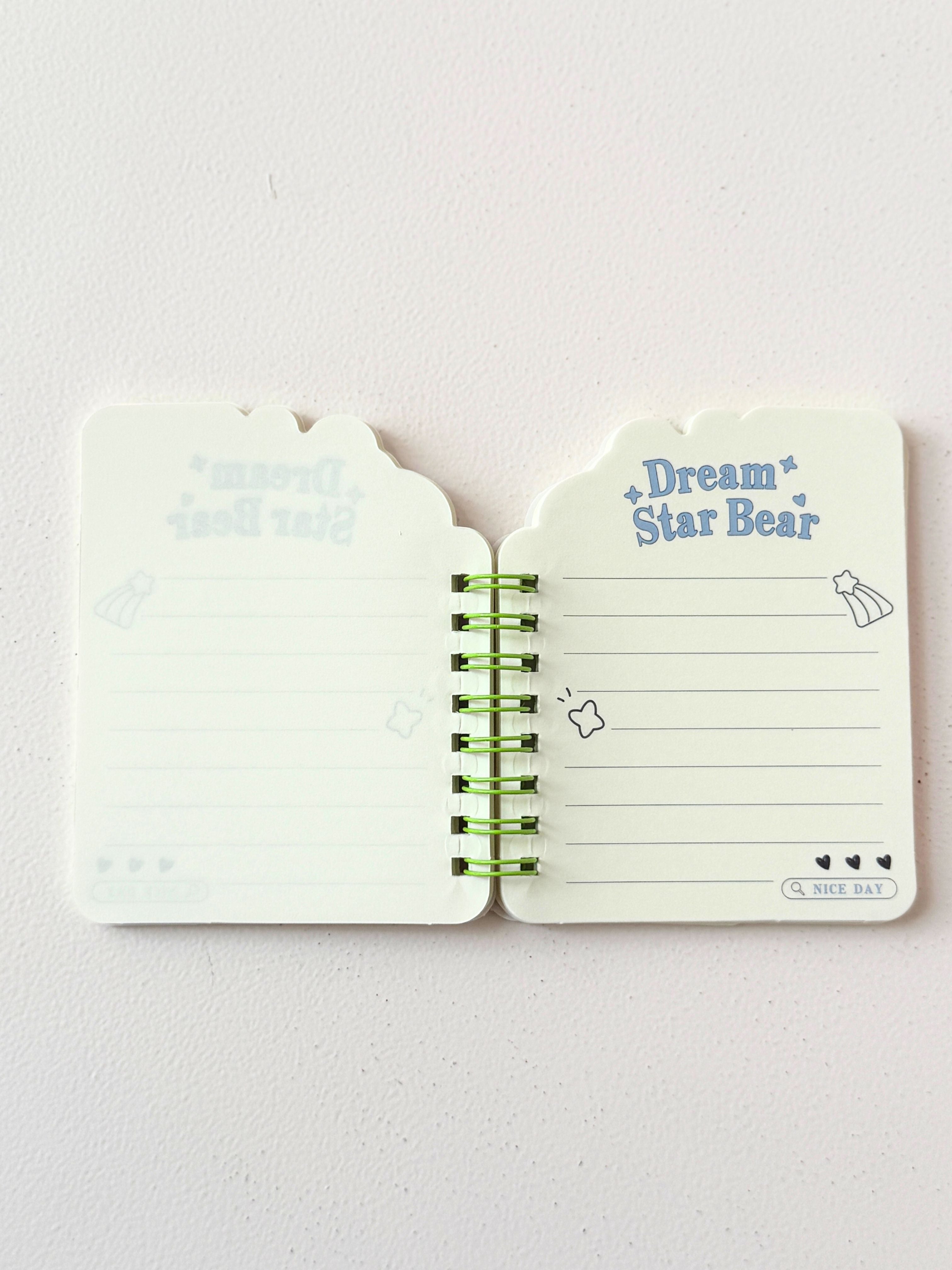 Dream Star Bear Mini Spiral Notebook – Cute Shaped Stationery