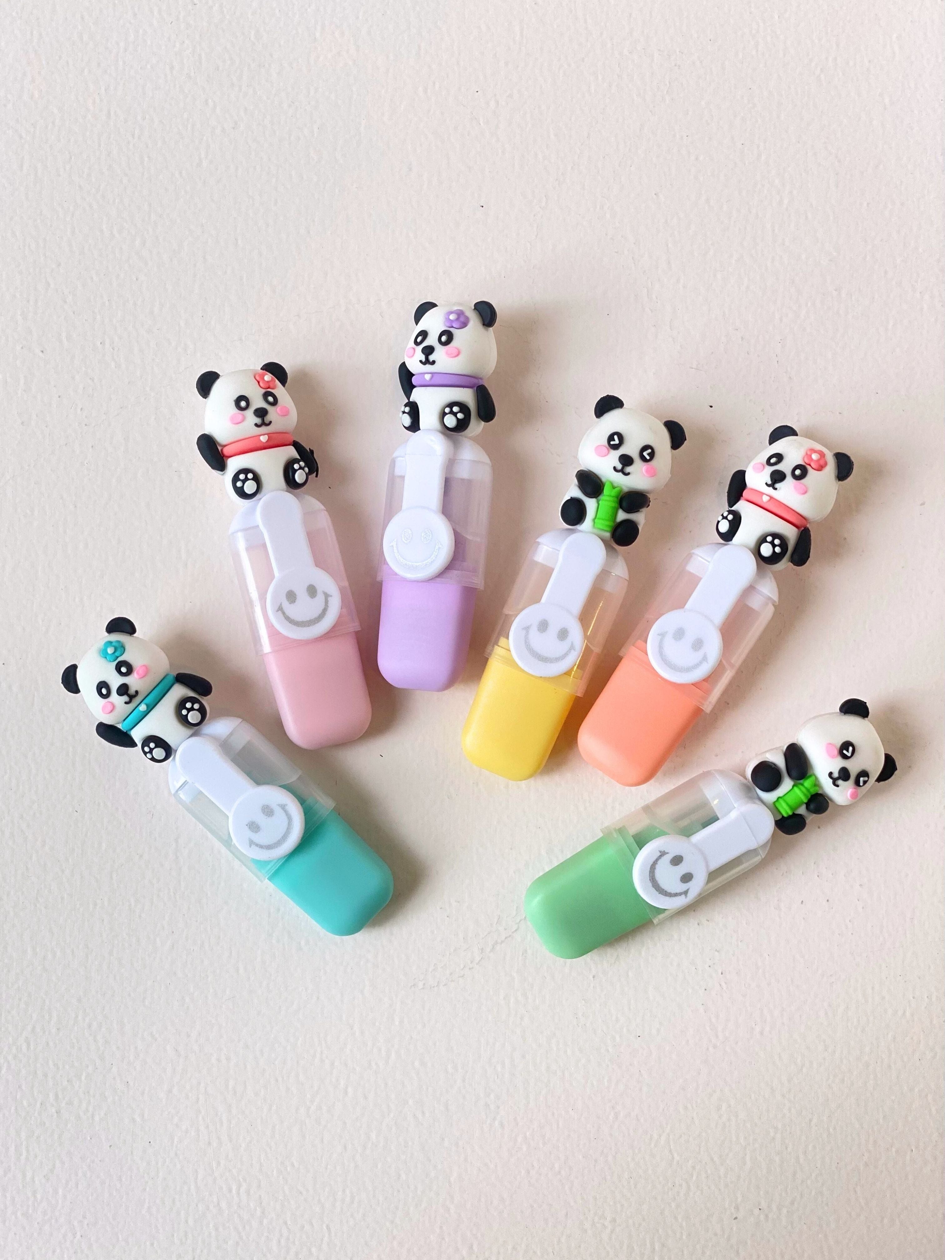 Panda Highlighter Set – 6 Cute Pastel Mini Markers (With Zip Pouch)