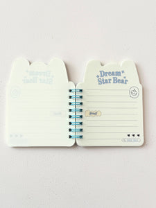 Dream Star Bear Mini Spiral Notebook – Cute Shaped Stationery