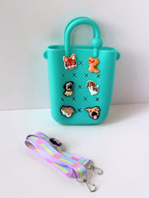 Load image into Gallery viewer, Fun &amp; Vibrant Mini Silicone Handbag with Charms &amp; Sling
