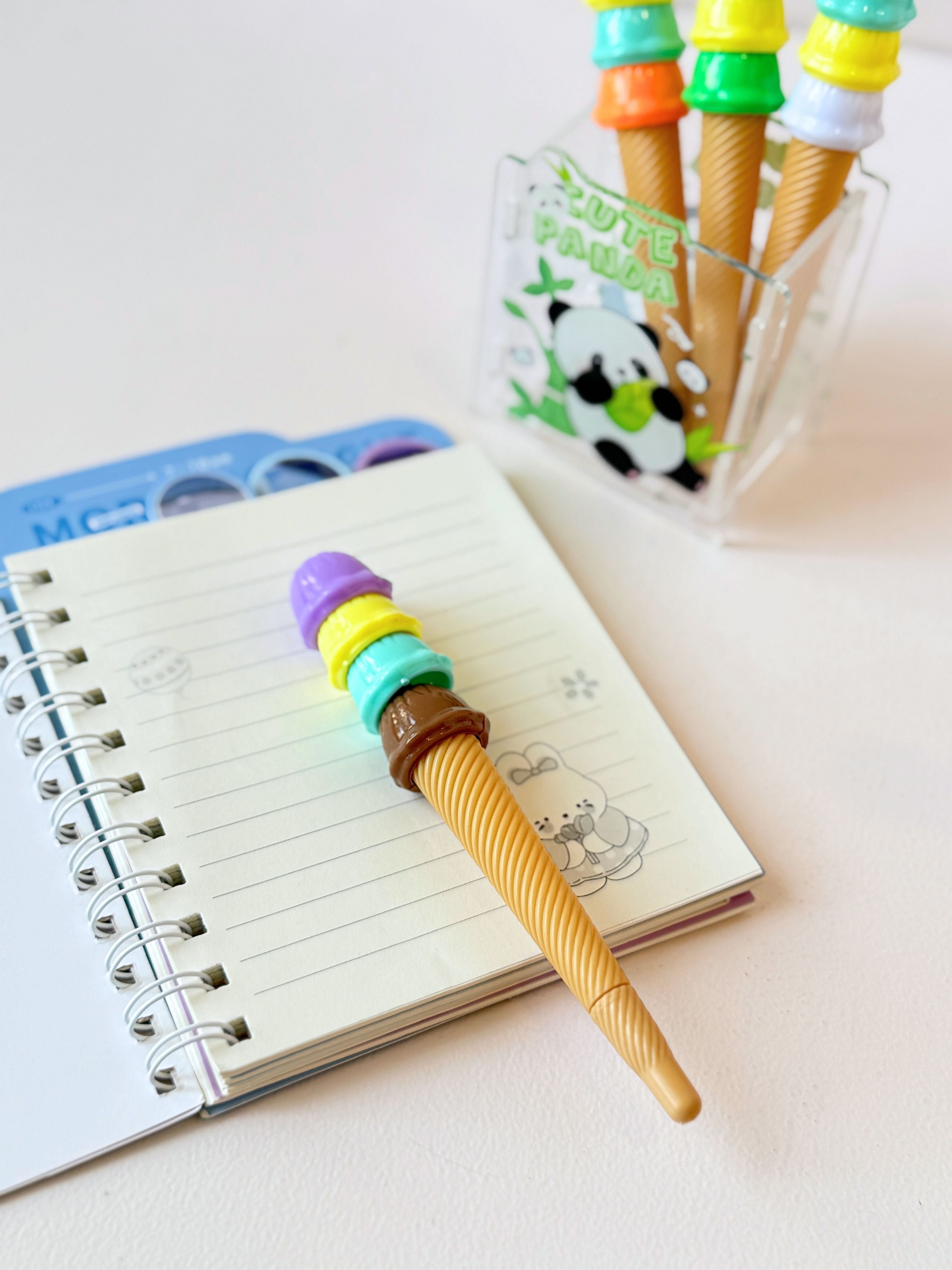 Ice Cream Cone Gel Pens – Set of 4 | Kawaii Cute Stationery for Kids & Teens