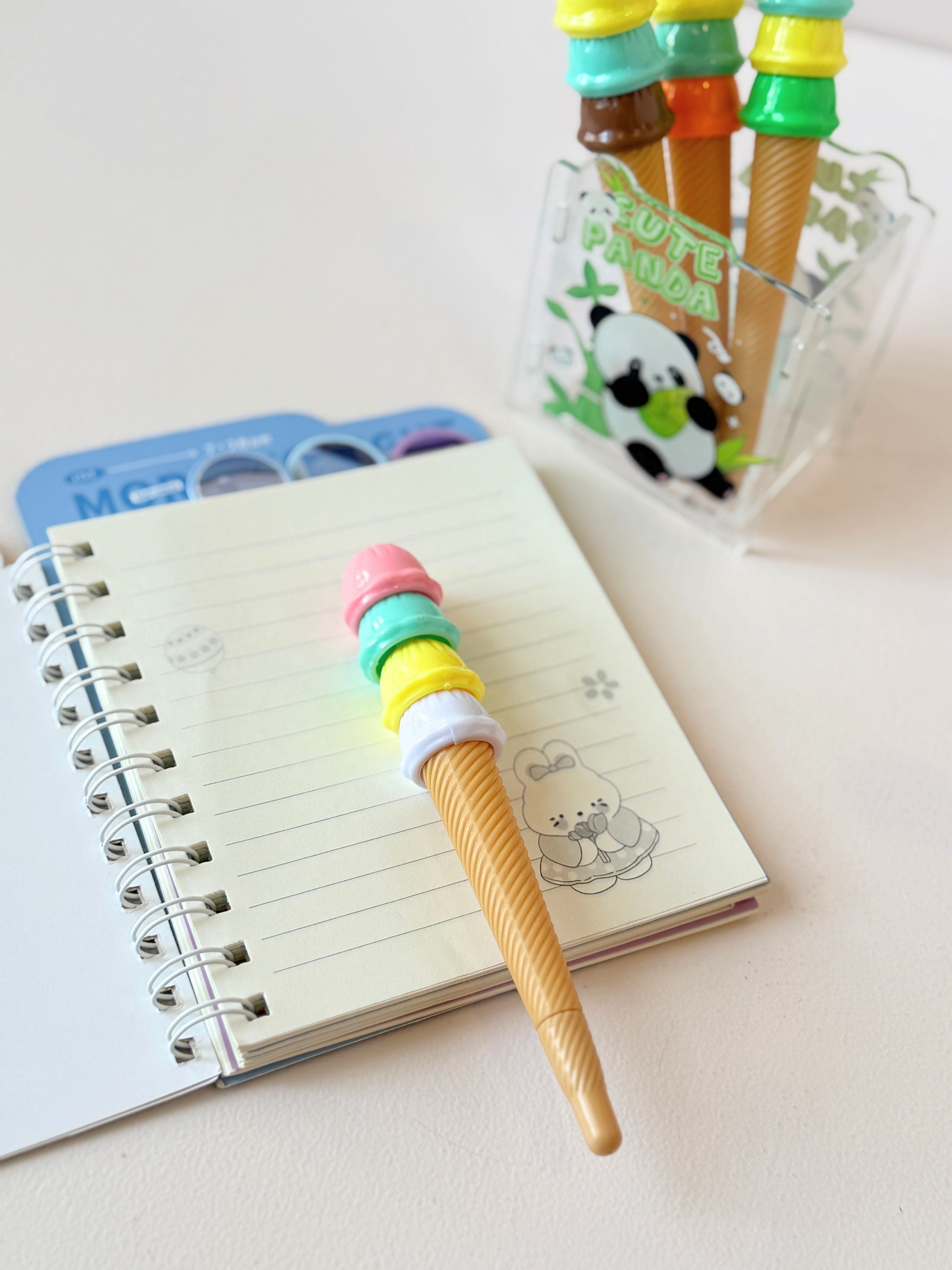 Ice Cream Cone Gel Pens – Set of 4 | Kawaii Cute Stationery for Kids & Teens