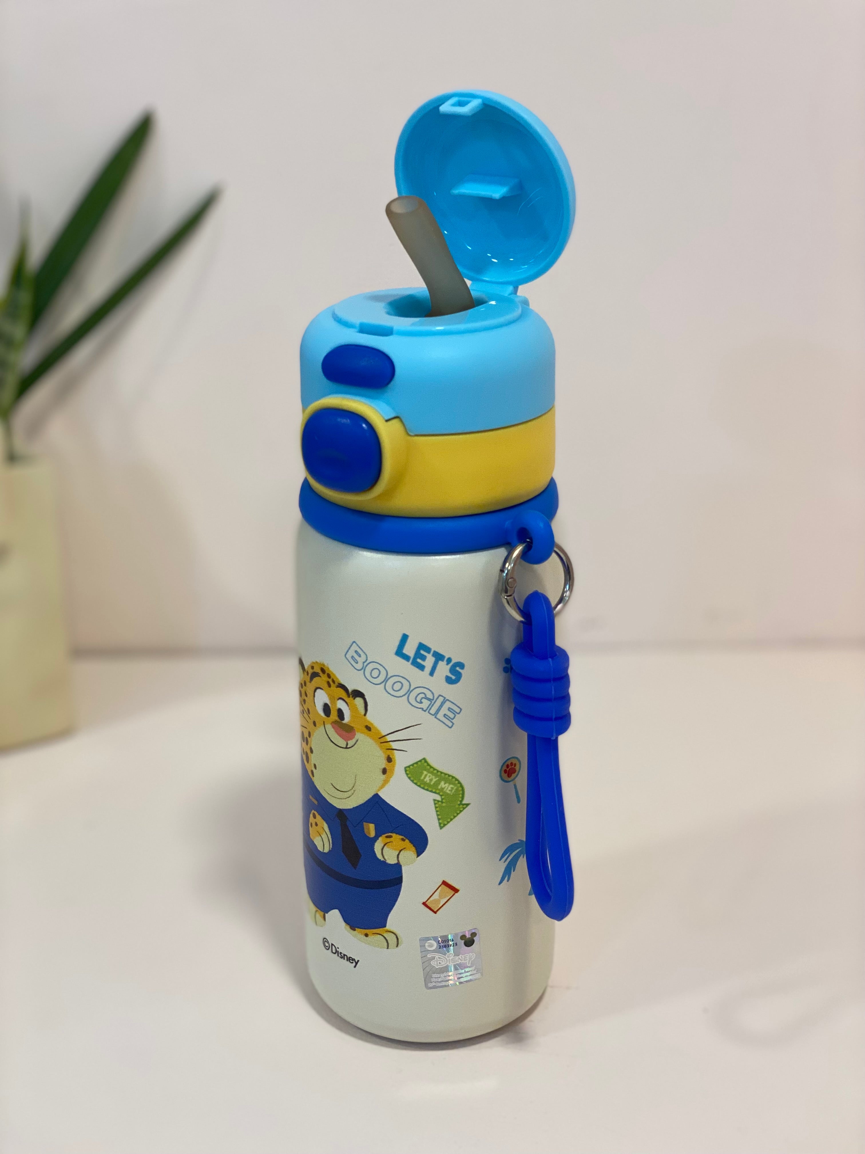 Disney Character Stainless Steel Kids Water Bottle with Flip-Top Straw Lid | Leak-Proof, Insulated