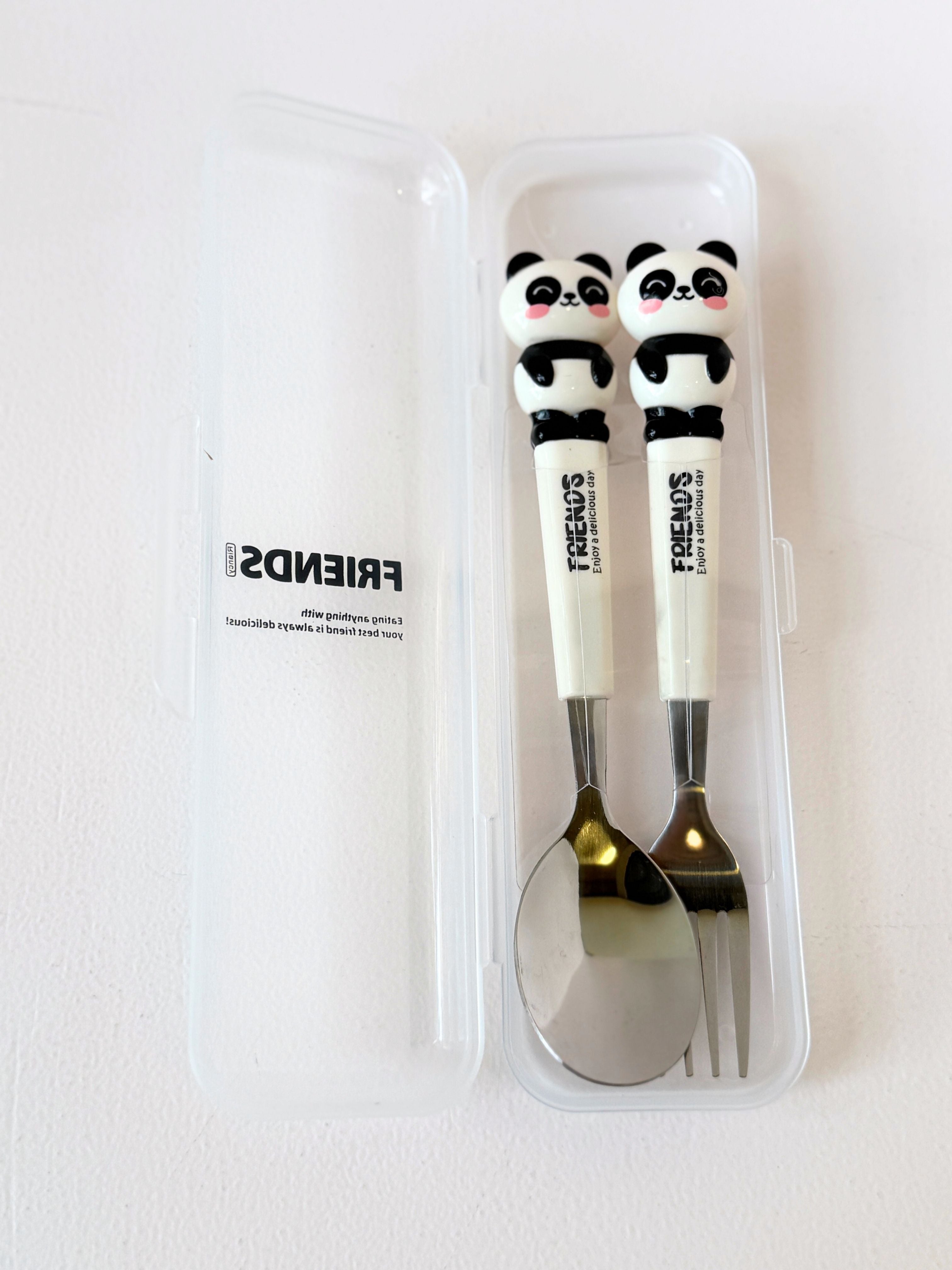 Panda Cutlery Set – Spoon & Fork Duo with Case
