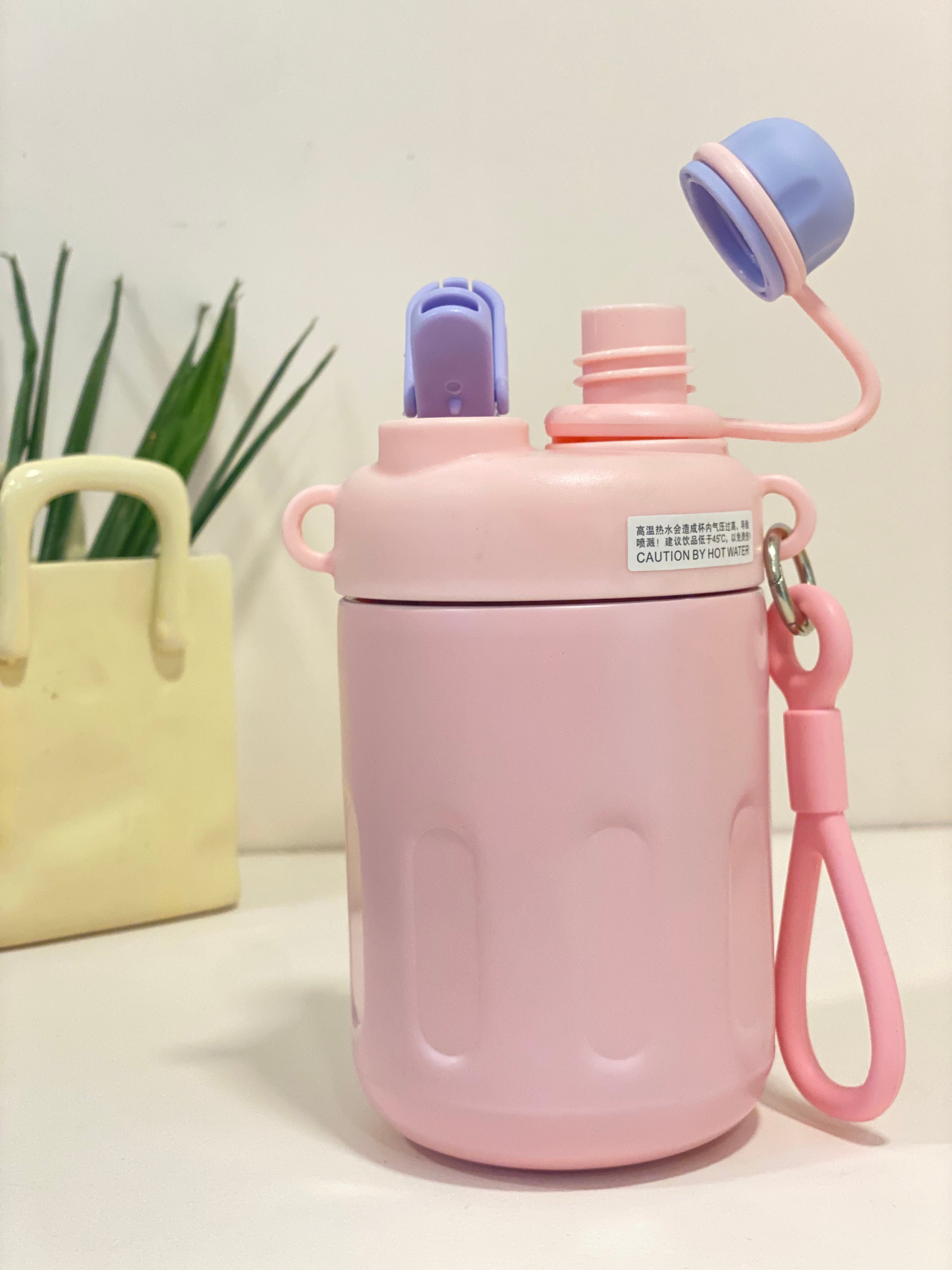 Vibrant "Coffee Stainless Steel Tumbler with straw – 400ml Insulated Travel Mug with Handle Loop