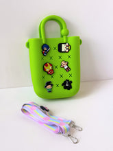 Load image into Gallery viewer, Fun &amp; Vibrant Mini Silicone Handbag with Charms &amp; Sling

