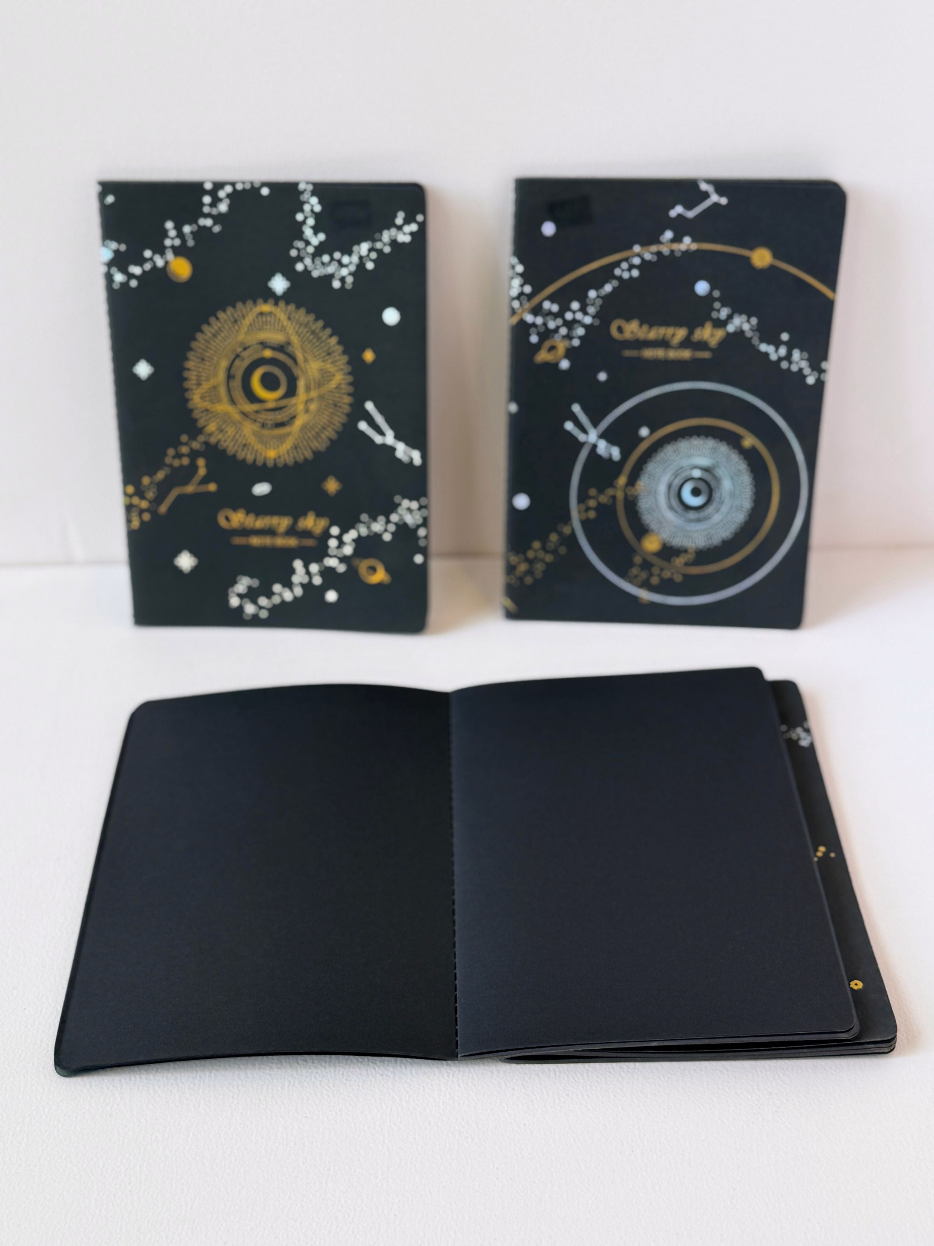 Starry Sky Black Paper Notebook – Assorted Cosmic Designs