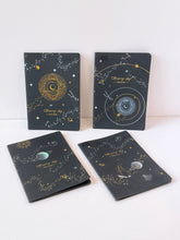 Load image into Gallery viewer, Starry Sky Black Paper Notebook – Assorted Cosmic Designs
