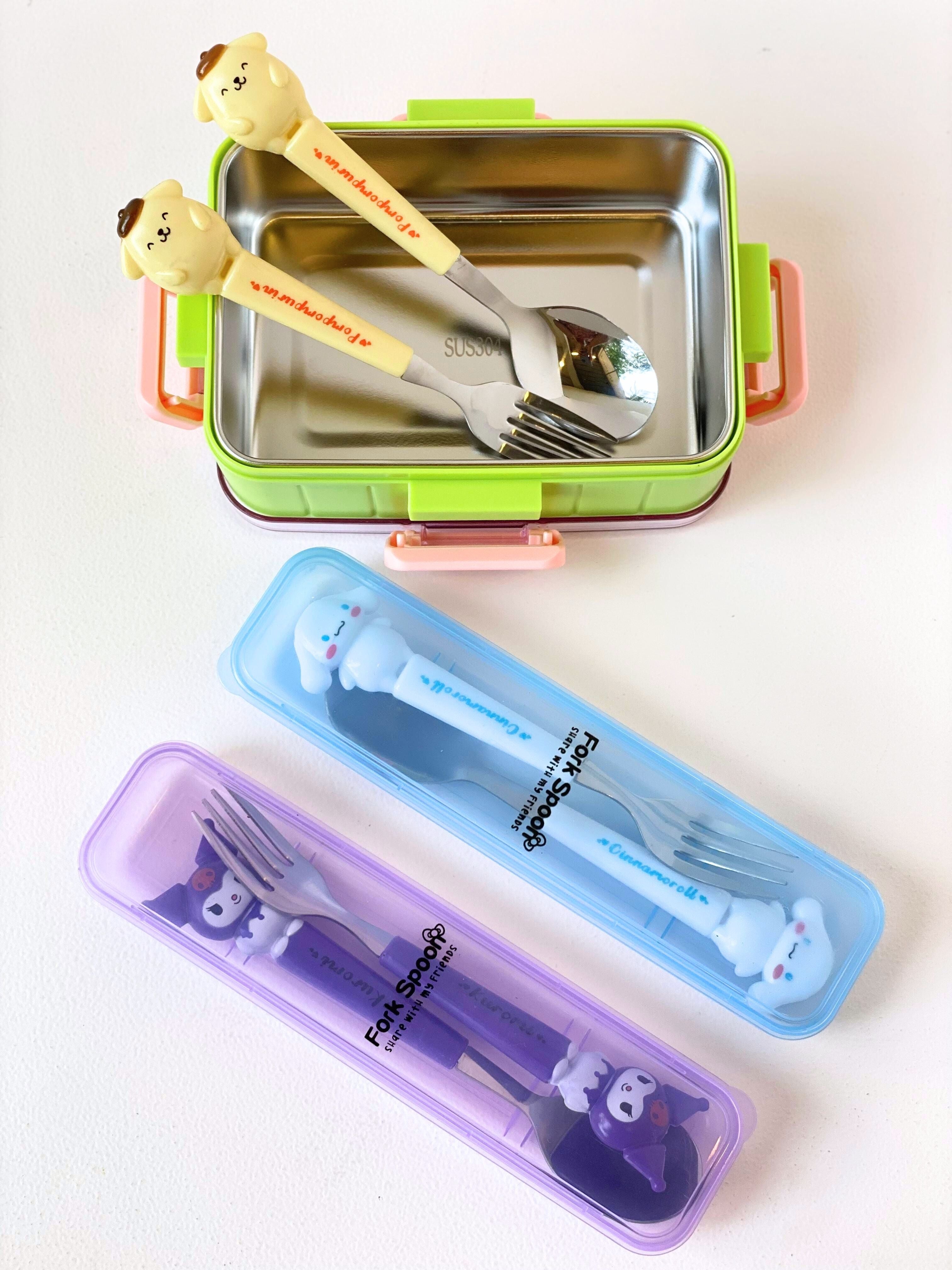 Cute Sanrio Character Fork & Spoon Set with Case