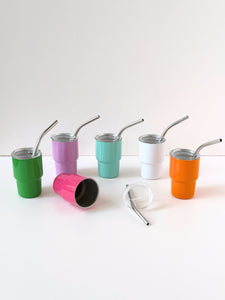 Mini Stainless Steel Tumbler – 8oz Color Pop with Lid & Straw