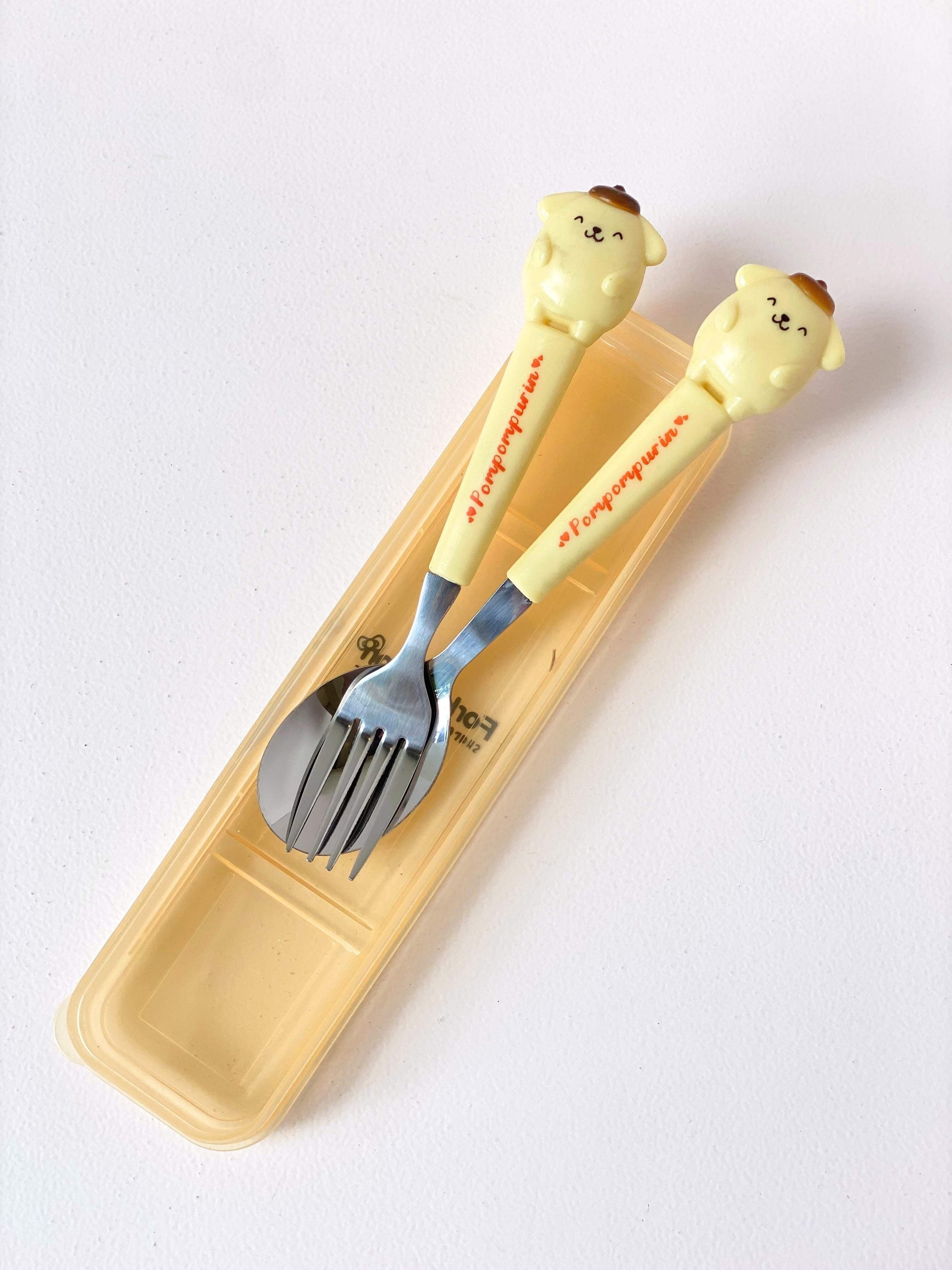 Cute Sanrio Character Fork & Spoon Set with Case