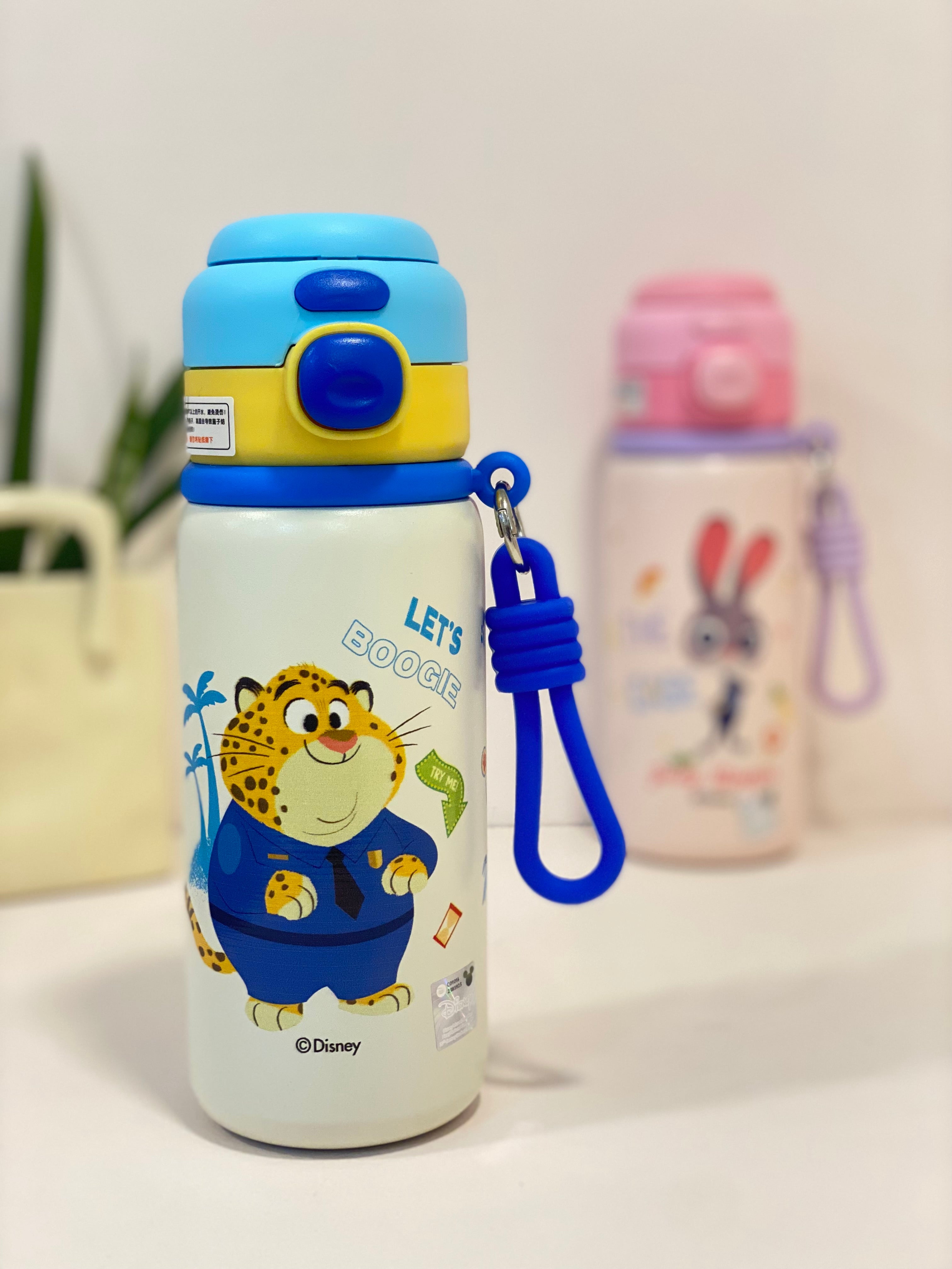 Disney Character Stainless Steel Kids Water Bottle with Flip-Top Straw Lid | Leak-Proof, Insulated
