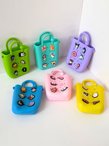 Fun & Vibrant Mini Silicone Handbag with Charms & Sling