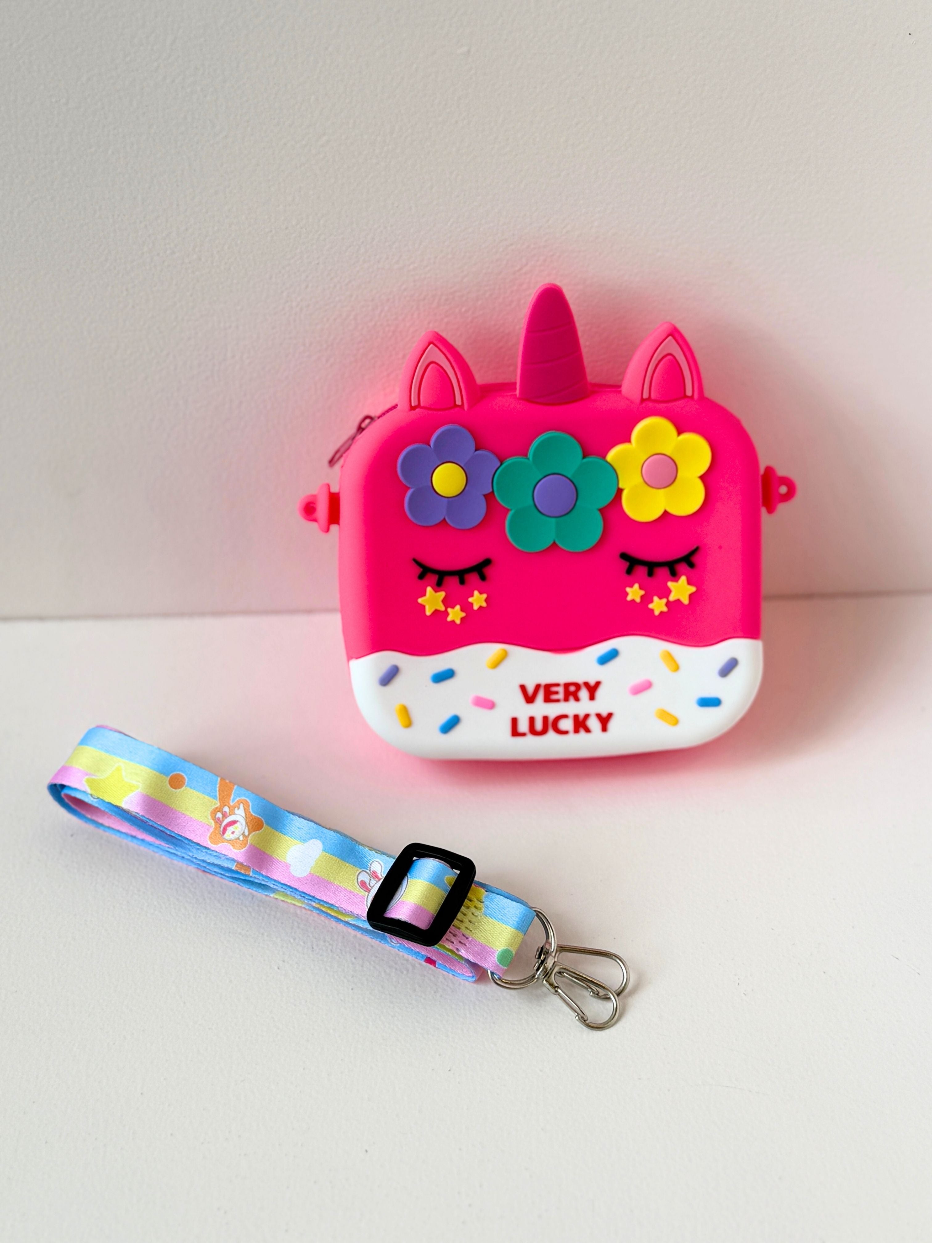 "Very Lucky" Unicorn Silicone Mini Sling Bag – Cute & Colourful