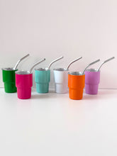 Load image into Gallery viewer, Mini Stainless Steel Tumbler – 8oz Color Pop with Lid &amp; Straw
