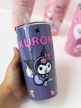 Load image into Gallery viewer, Kawaii Character Tumbler with Straw – Kuromi, My Melody, Hello Kitty (500ml Stainless Steel)

