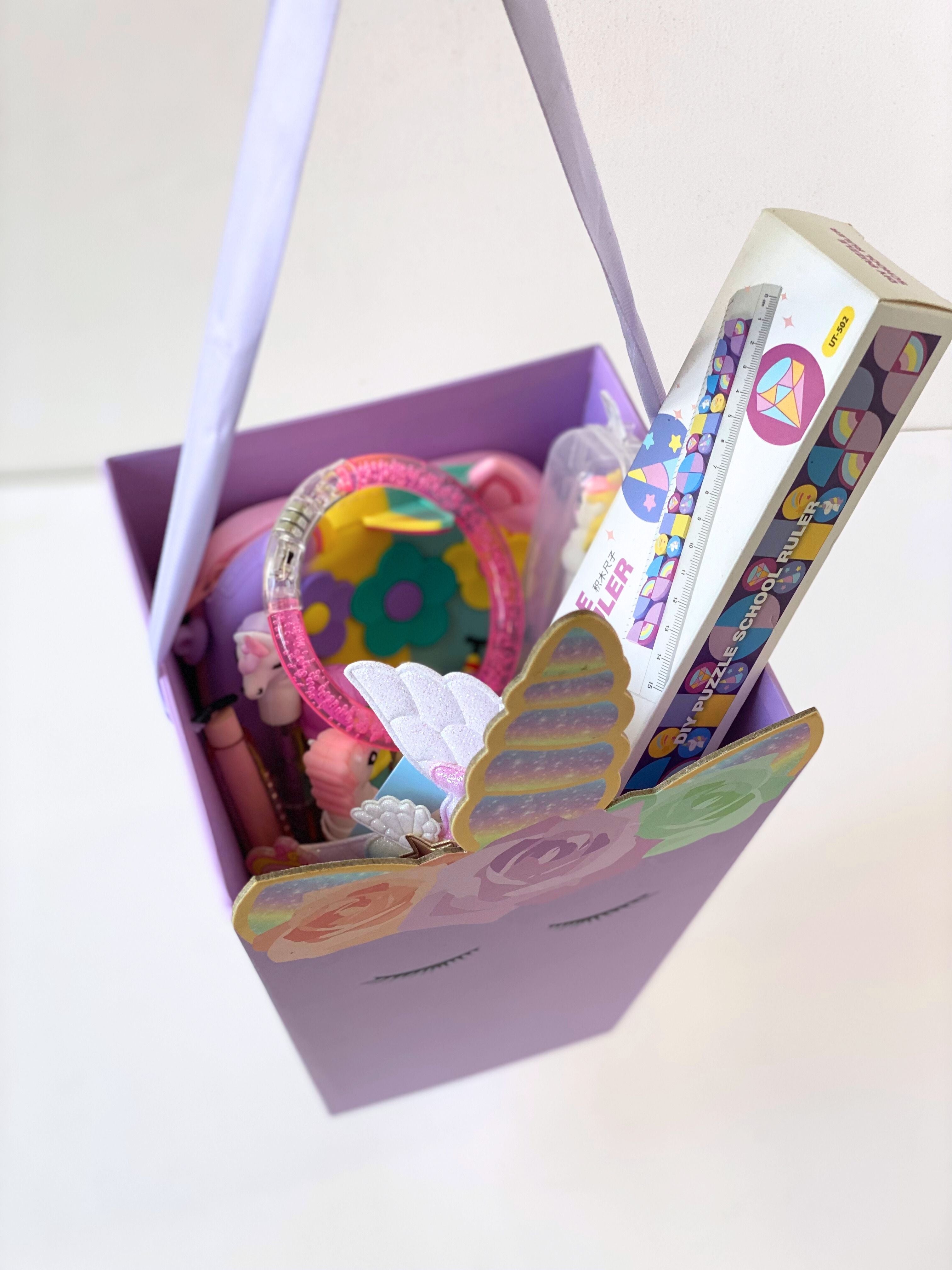 Magical Unicorn-Themed Stationery Gift Basket Hamper | Dreamy Gifts for Kids, Birthdays & Return Favors