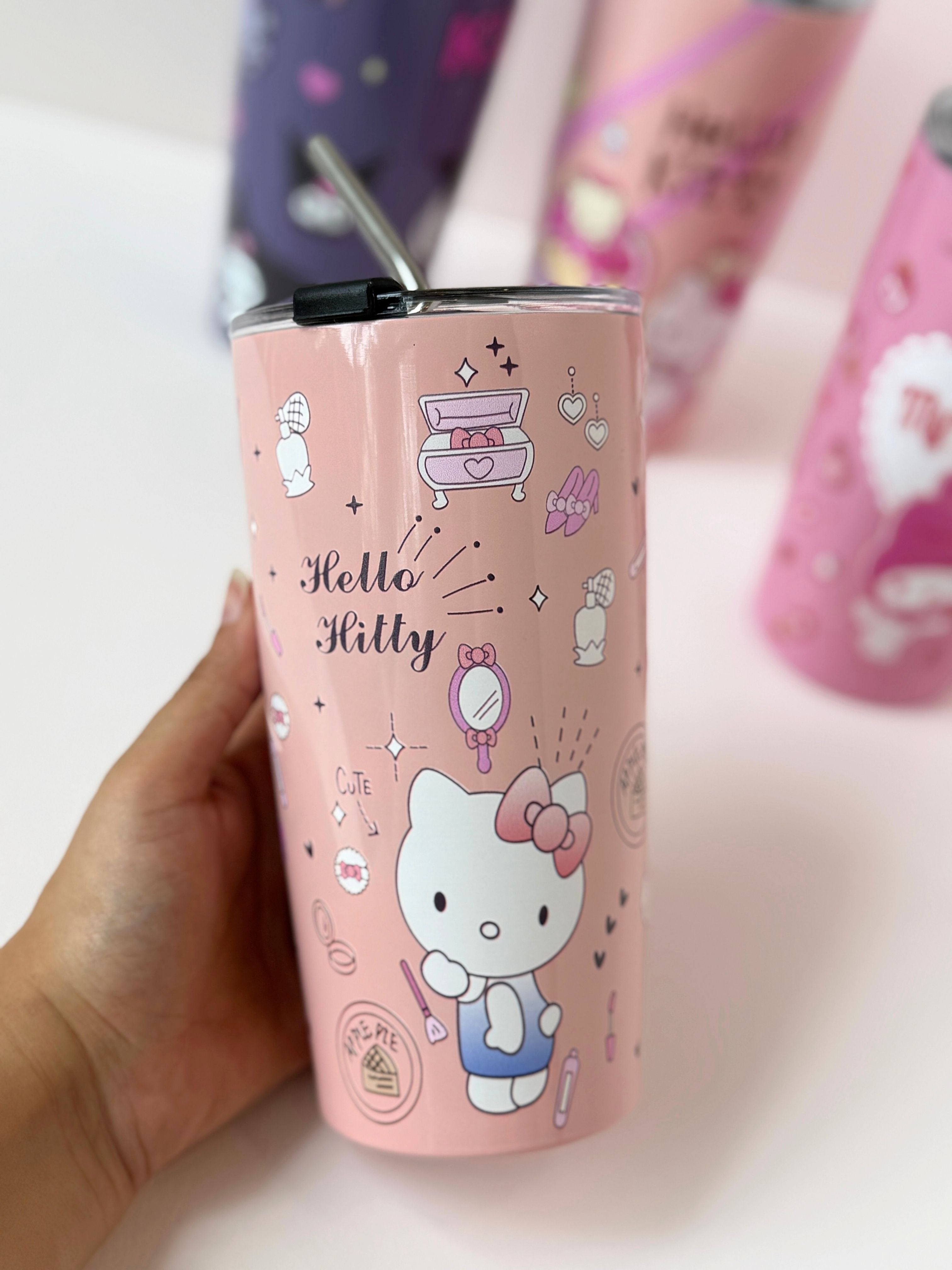 Kawaii Character Tumbler with Straw – Kuromi, My Melody, Hello Kitty (500ml Stainless Steel)