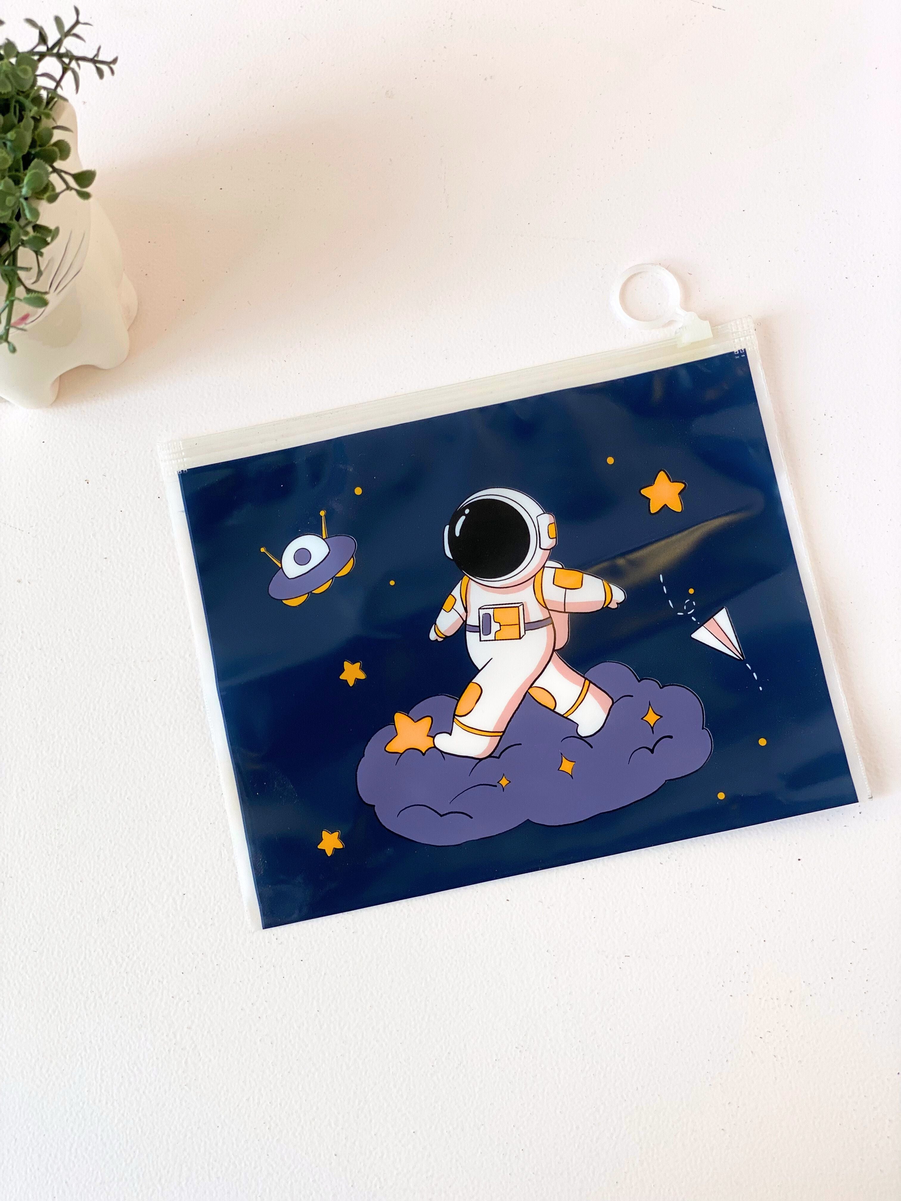 Themed Stationery Pouch - Unicorn or Space Design with Zipper Closure