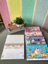 Load image into Gallery viewer, Dino &amp; Unicorn Spiral Diary Planner
