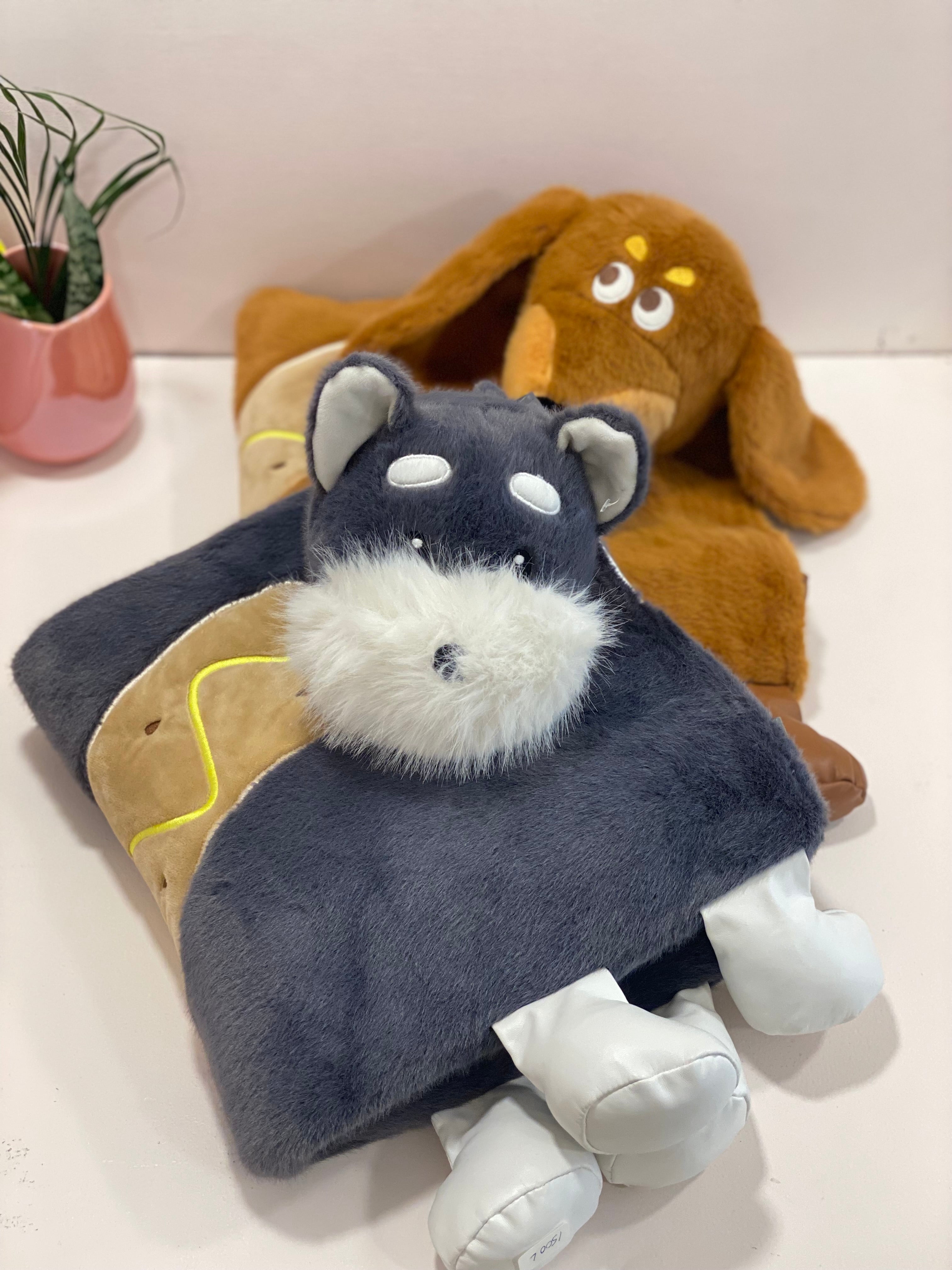 Cute Plush Animal Tote Bag – Soft Cartoon Puppy & Bunny Shoulder Bag | Kawaii Plush Handbag for Kids & Everyday Use