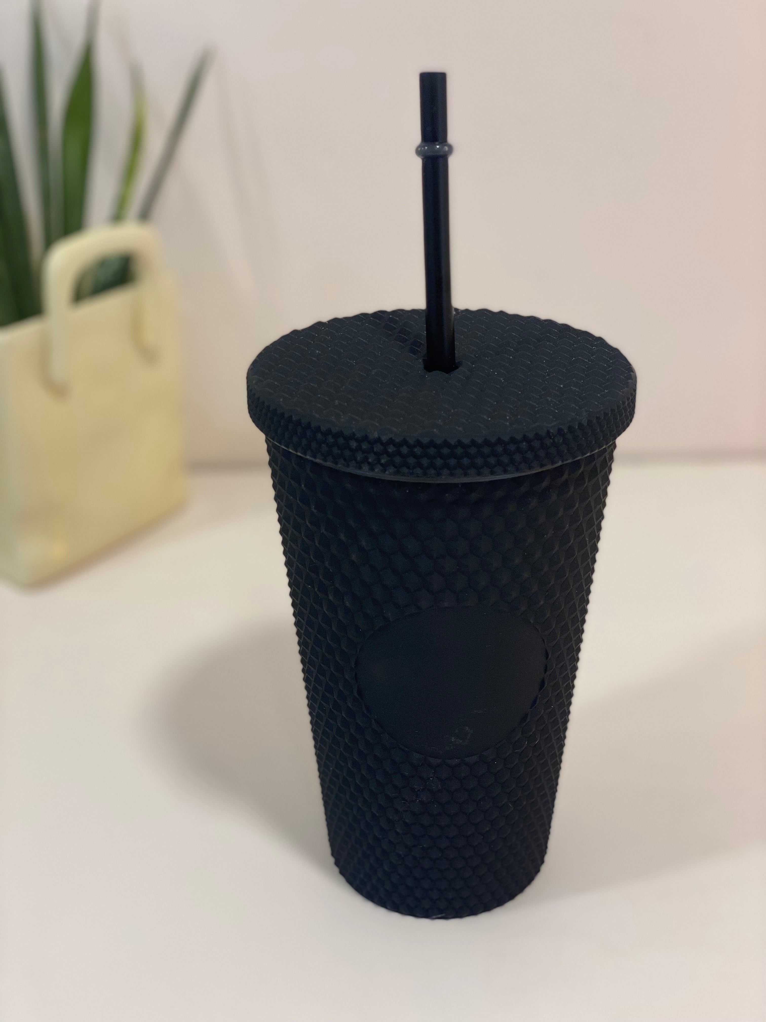 Textured Reusable Tumbler with Straw – Pastel Insulated Drink Cup