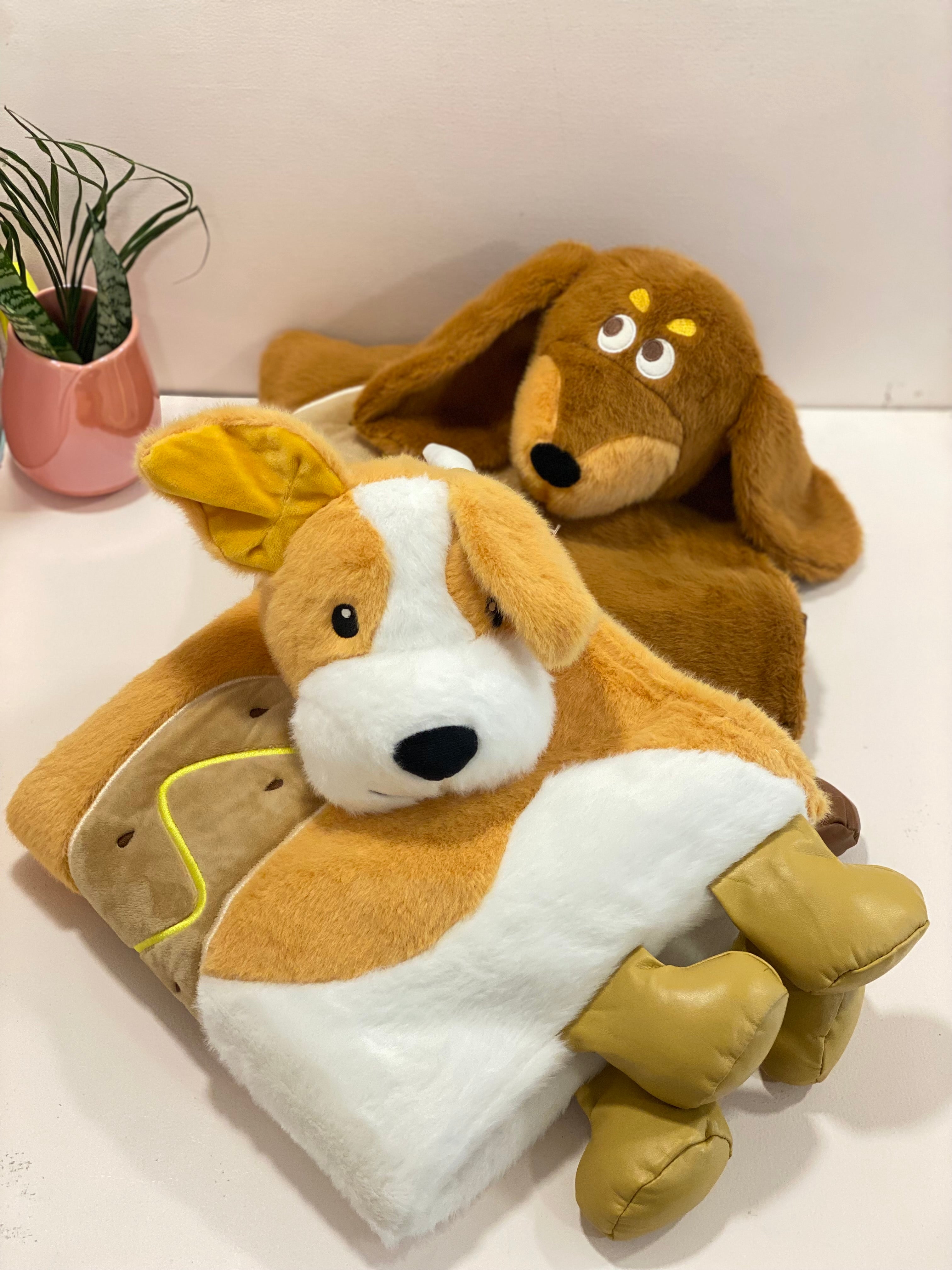 Cute Plush Animal Tote Bag – Soft Cartoon Puppy & Bunny Shoulder Bag | Kawaii Plush Handbag for Kids & Everyday Use