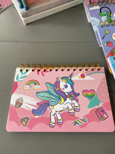 Load image into Gallery viewer, Dino &amp; Unicorn Spiral Diary Planner
