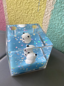 Panda water Glitter Paper Weight With Pen Stand