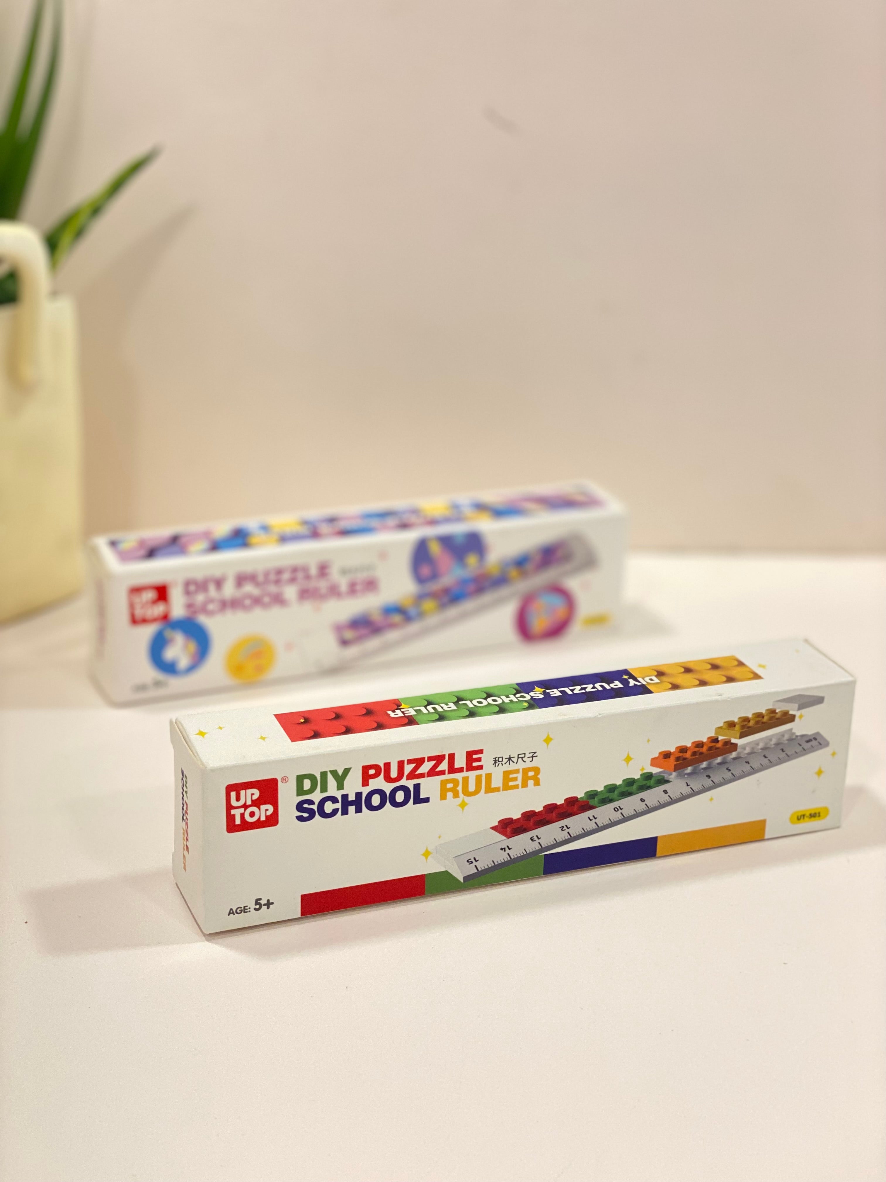 DIY Puzzle Building Block Ruler – Creative Modular School Ruler with Interlocking Blocks (15 cm)