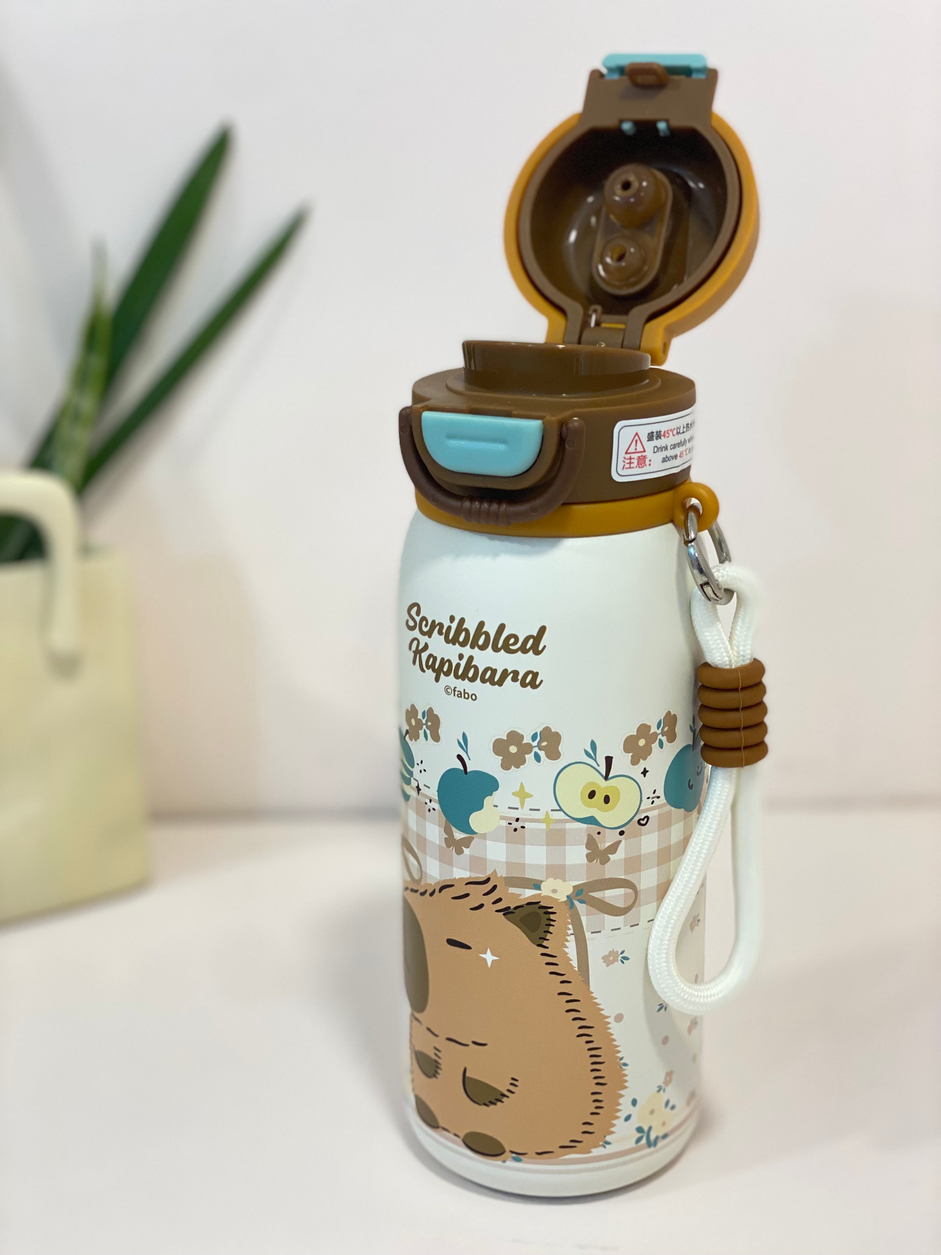 Kids Cartoon Character Insulated Water Bottle with Handle & Straw Lid – Leakproof Stainless Steel Thermos