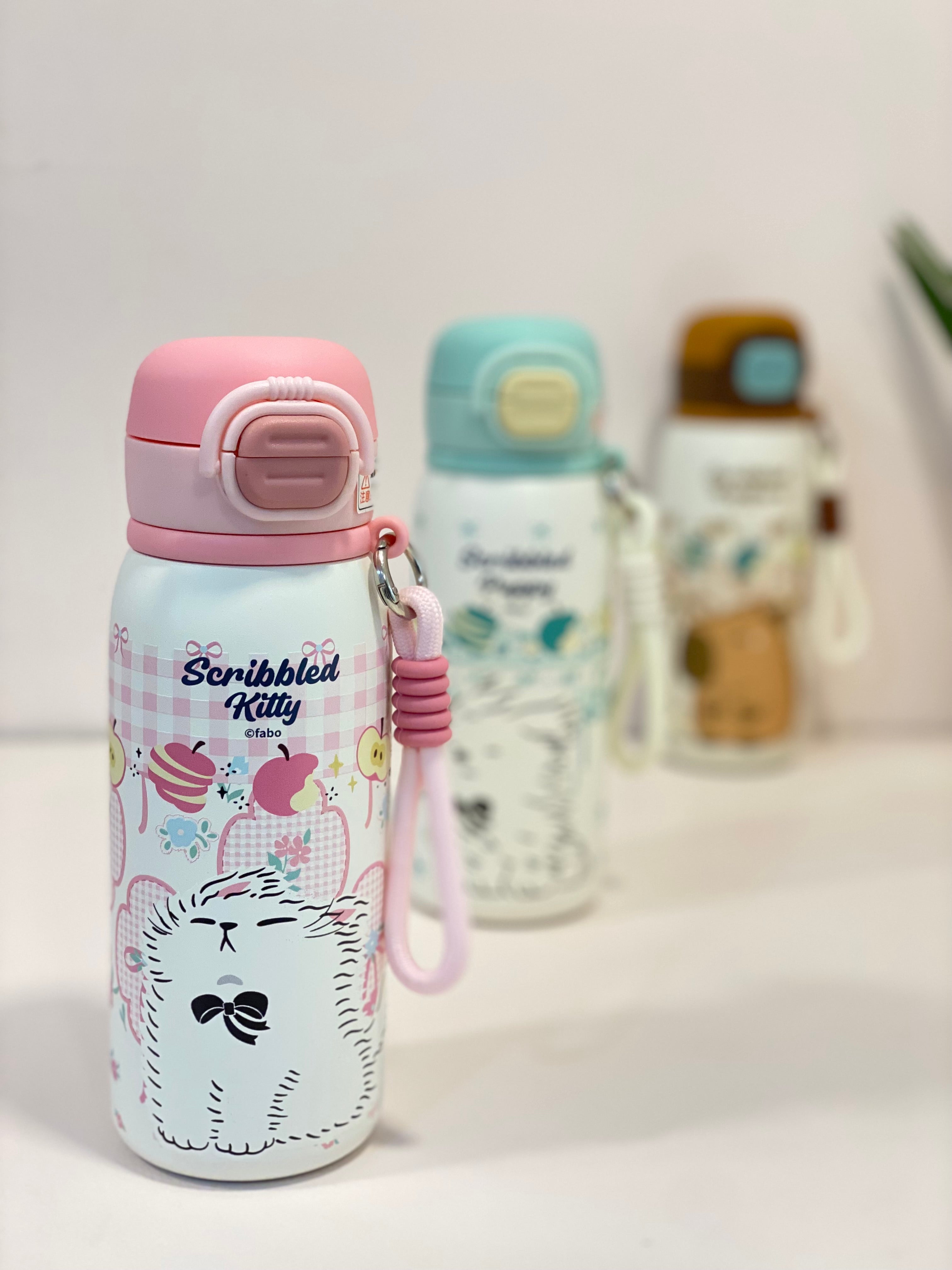 Kids Cartoon Character Insulated Water Bottle with Handle & Straw Lid – Leakproof Stainless Steel Thermos