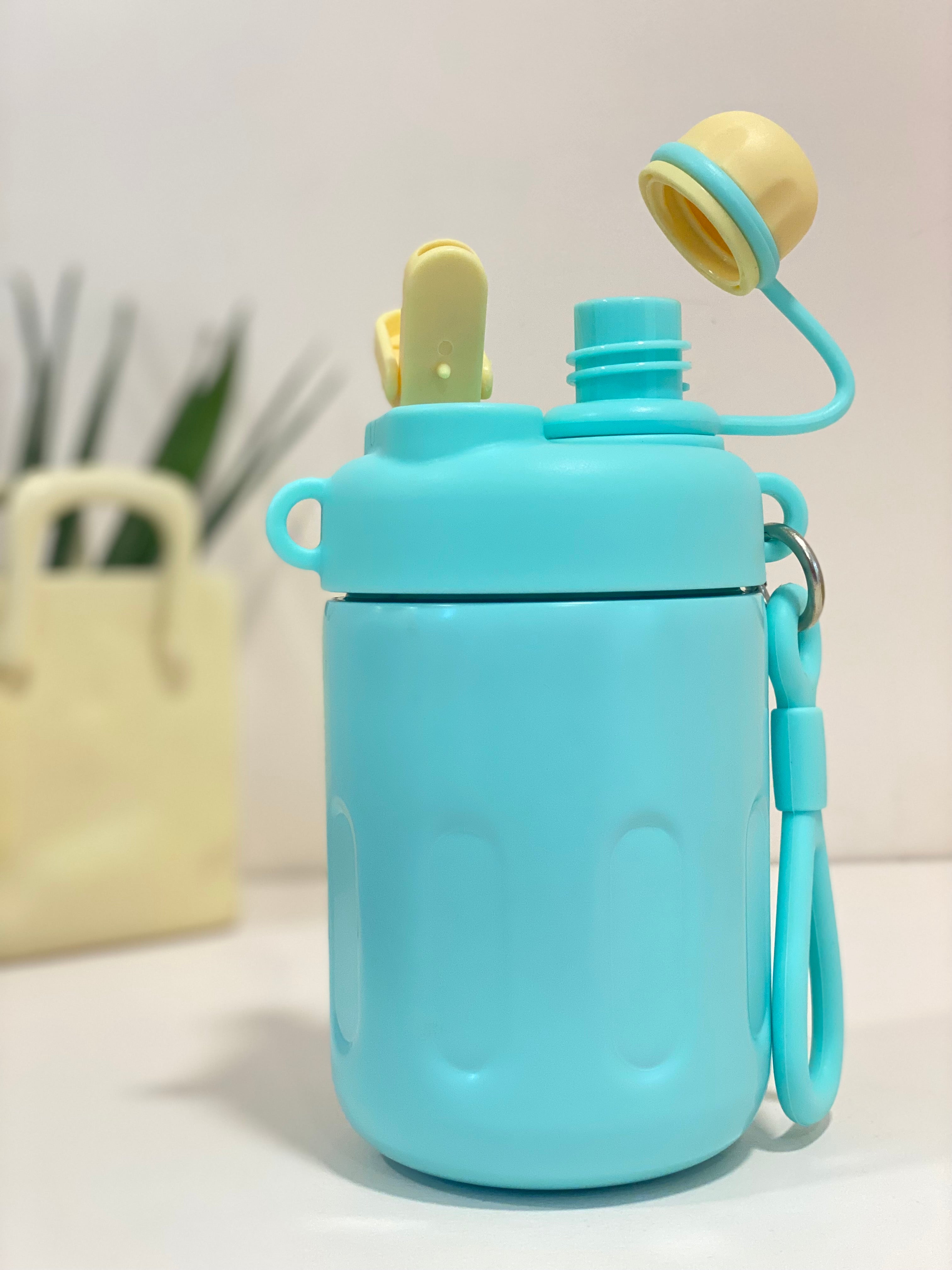 Vibrant "Coffee Stainless Steel Tumbler with straw – 400ml Insulated Travel Mug with Handle Loop