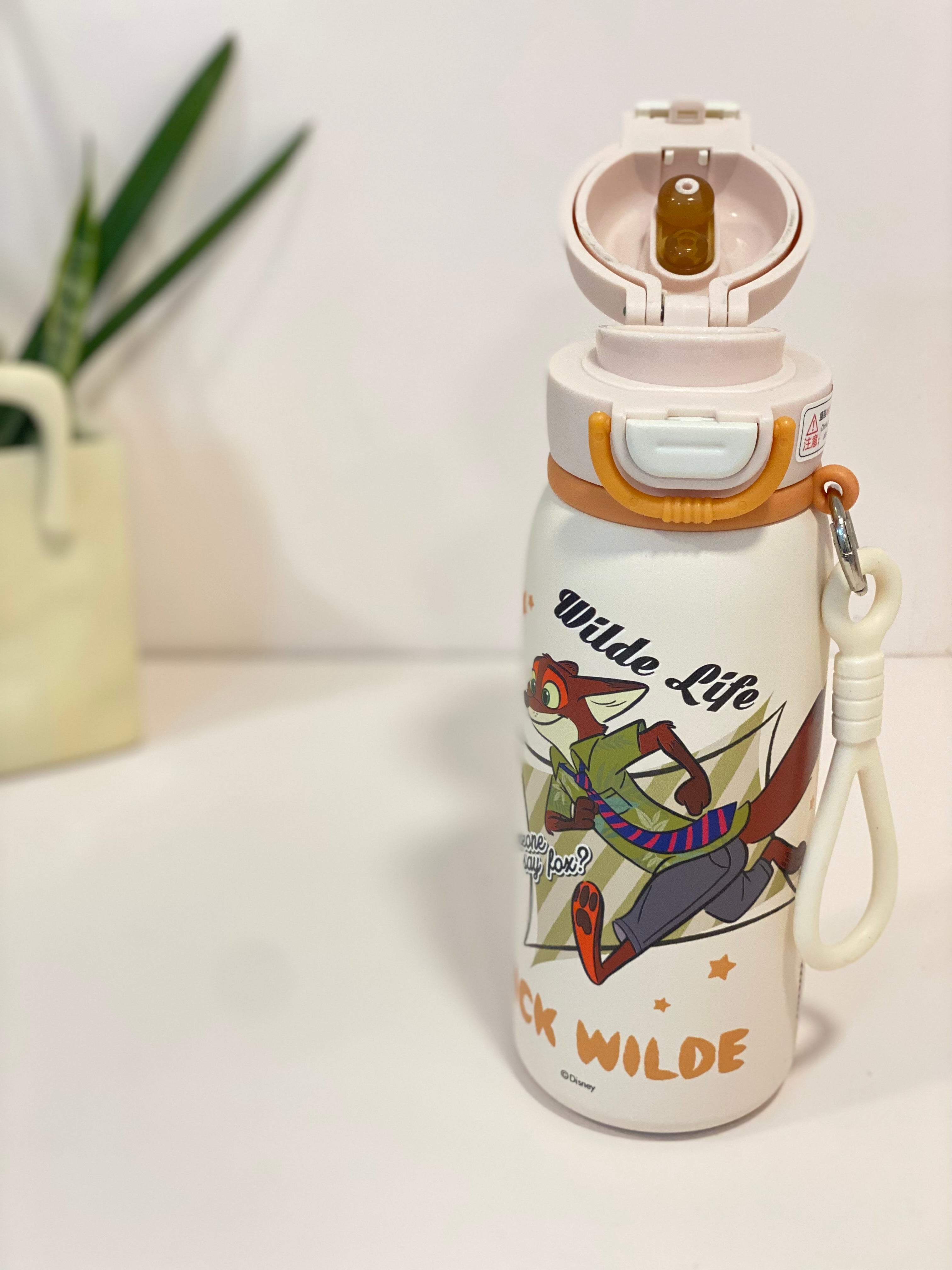 Disney Character Stainless Steel Kids Water Bottle with Flip-Top Straw Lid | Leak-Proof, Insulated