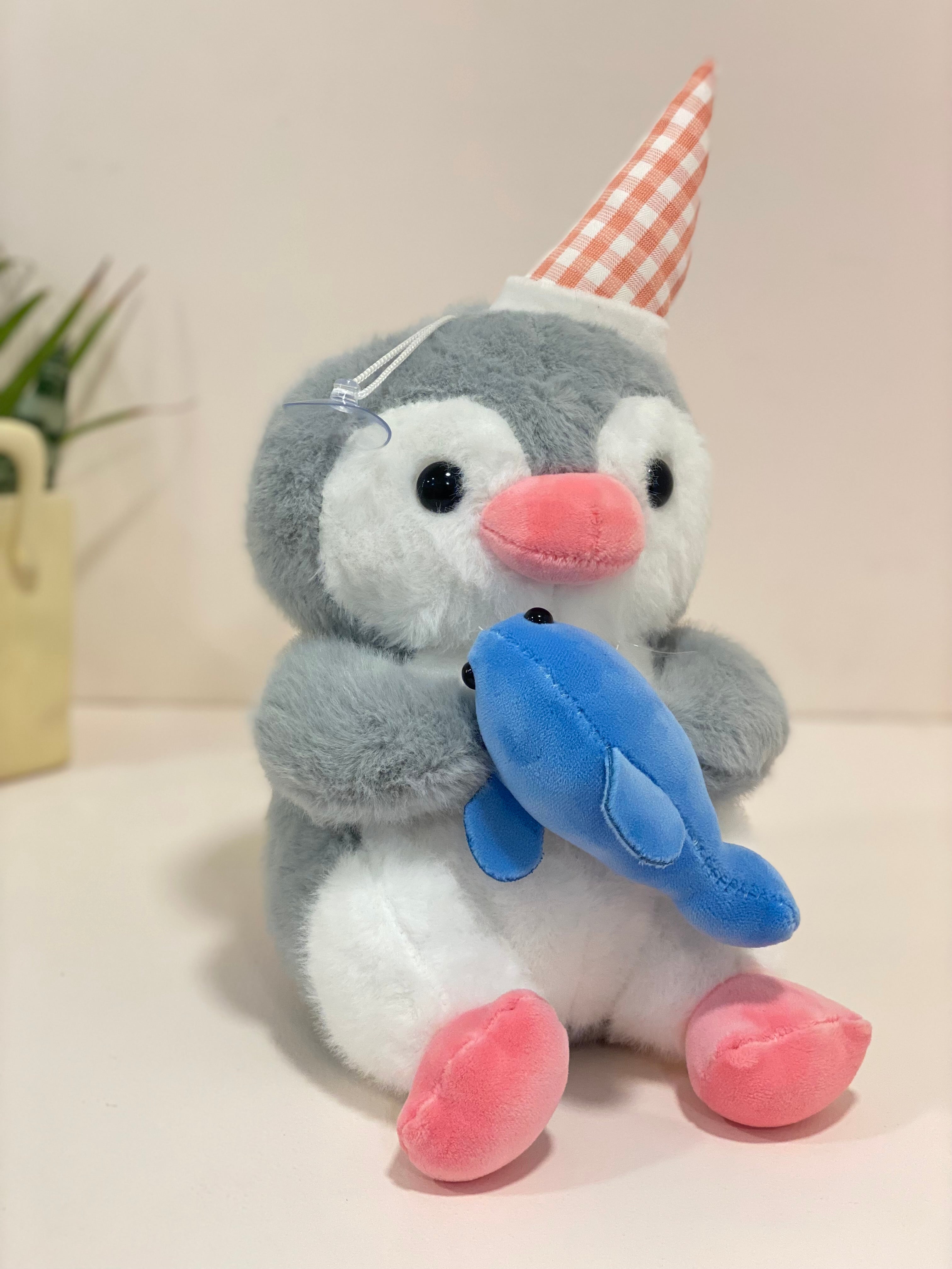 Cute Penguin Plush Toy with Cap & With Fish Soft toy -Stuffed Animal for Kids & Adults