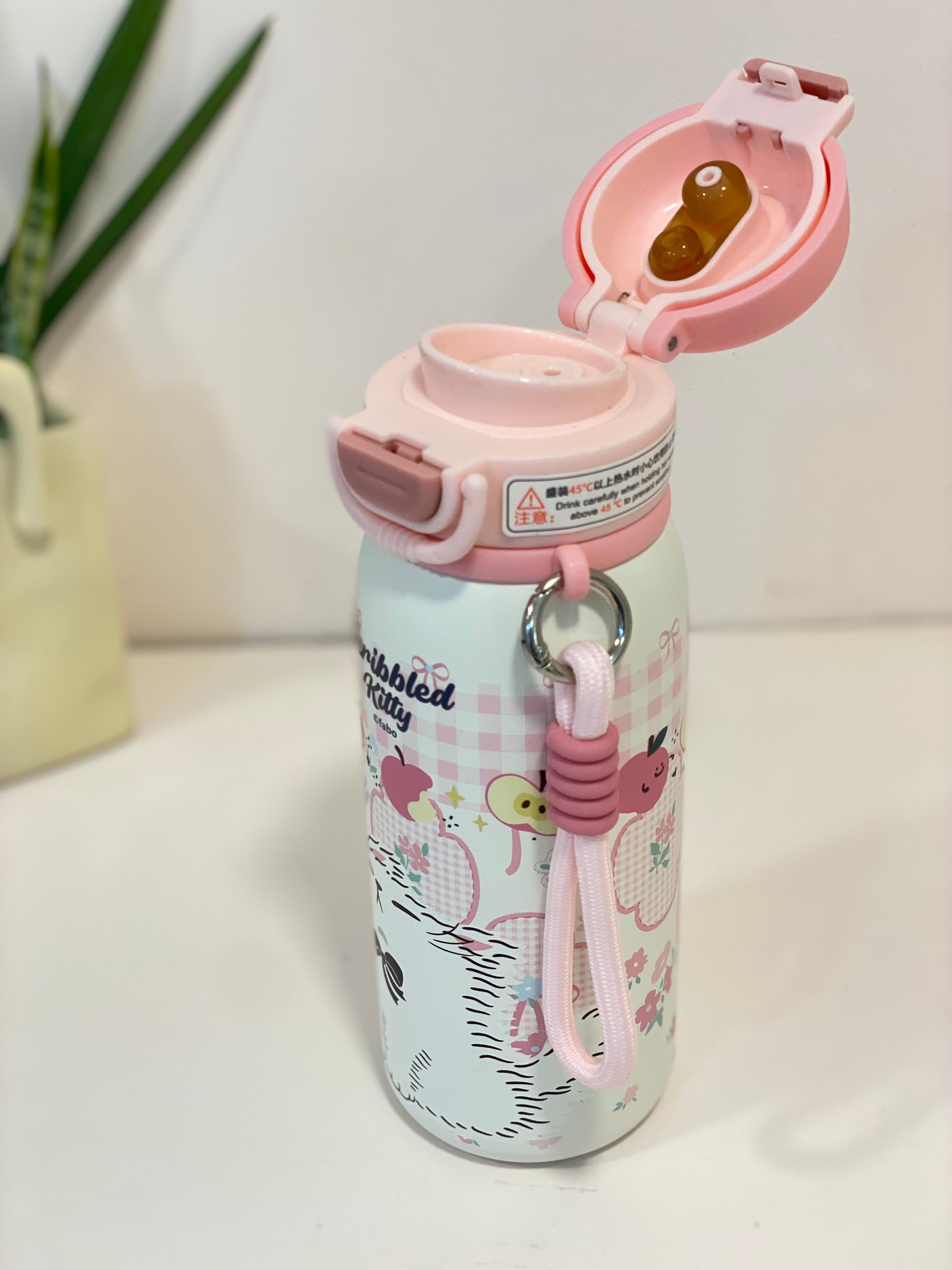 Kids Cartoon Character Insulated Water Bottle with Handle & Straw Lid – Leakproof Stainless Steel Thermos