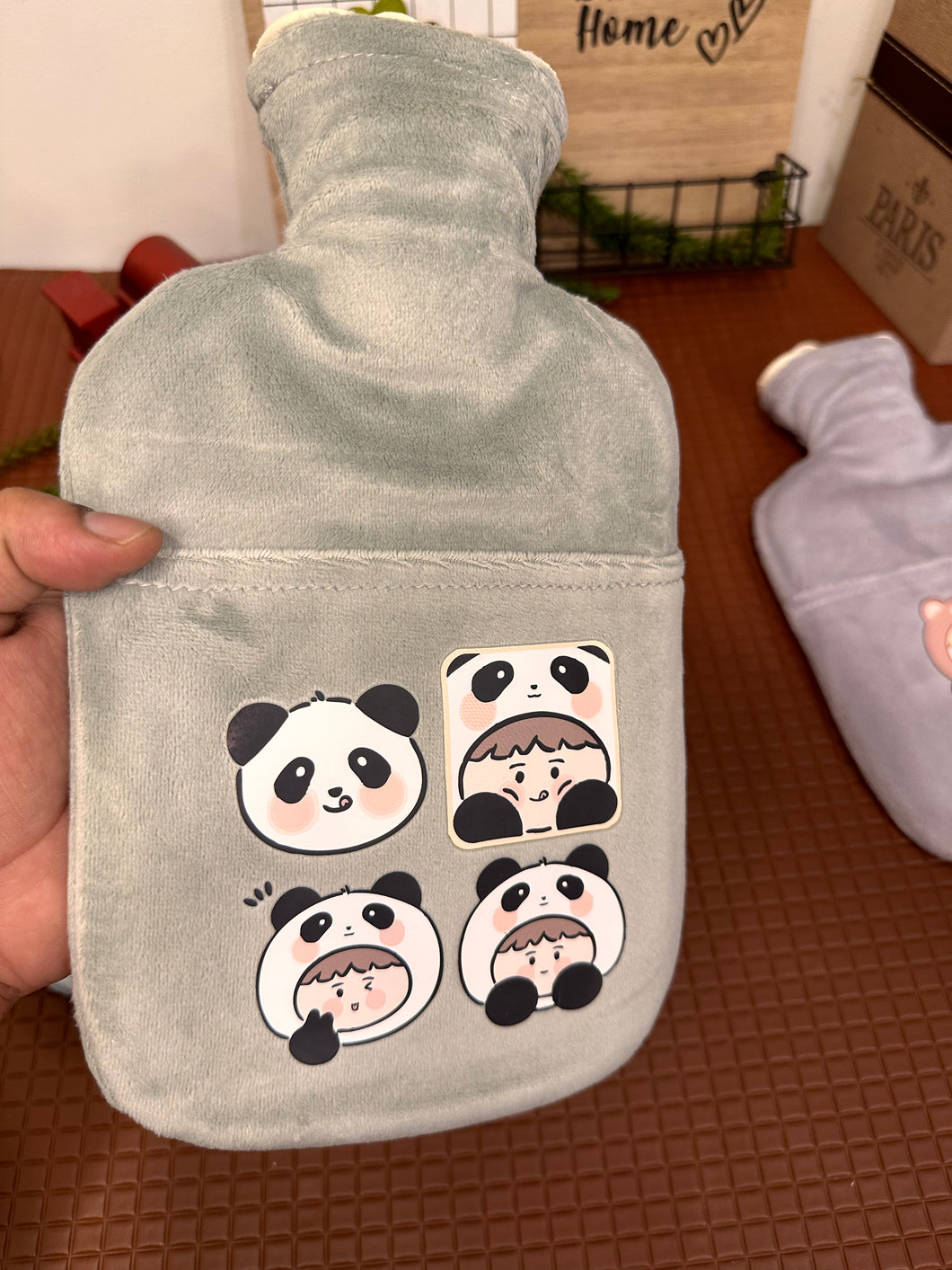 Panda hot water bag with fur