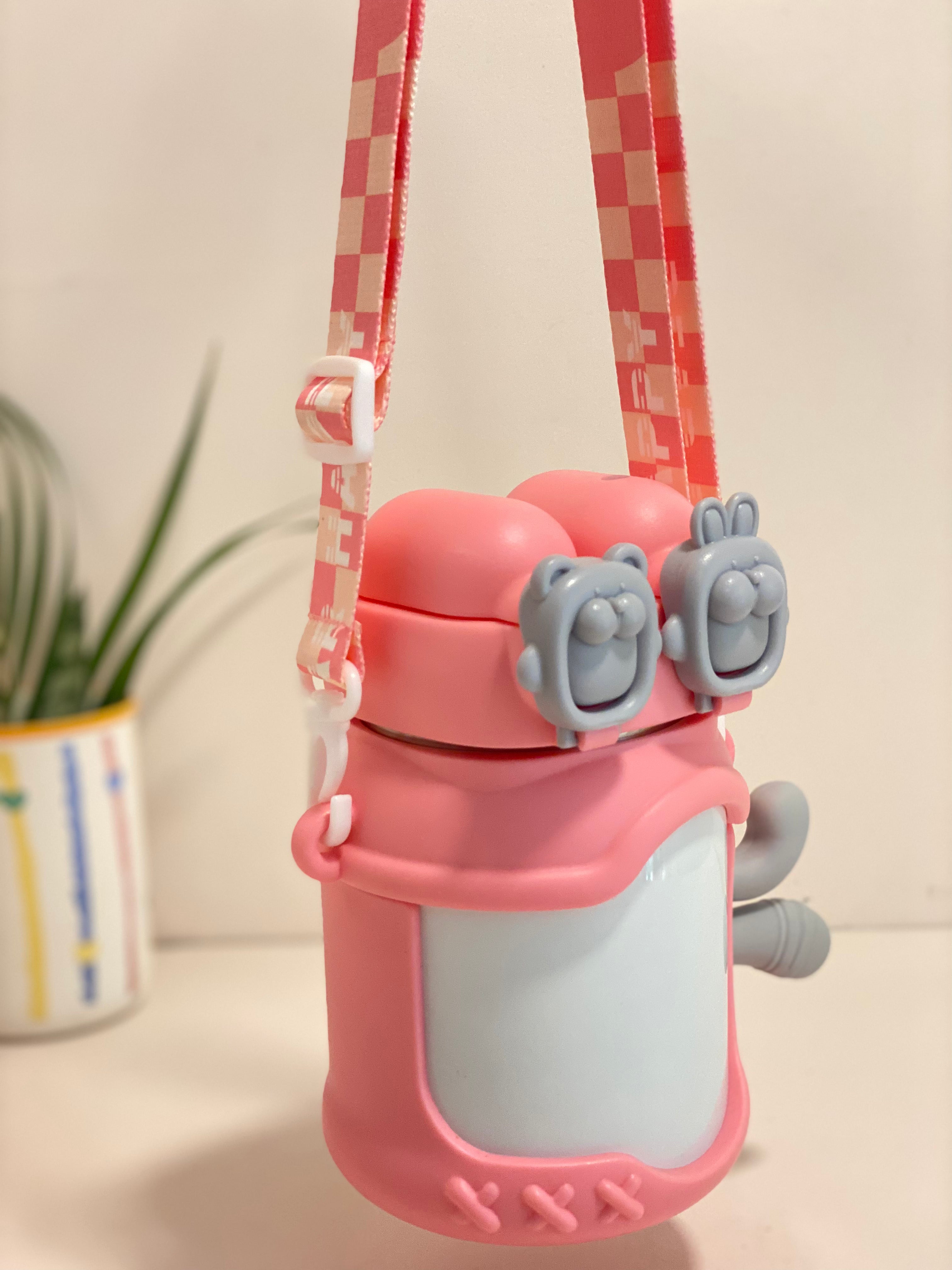 Pastel Matte Kawaii Crossbody Water Bottle