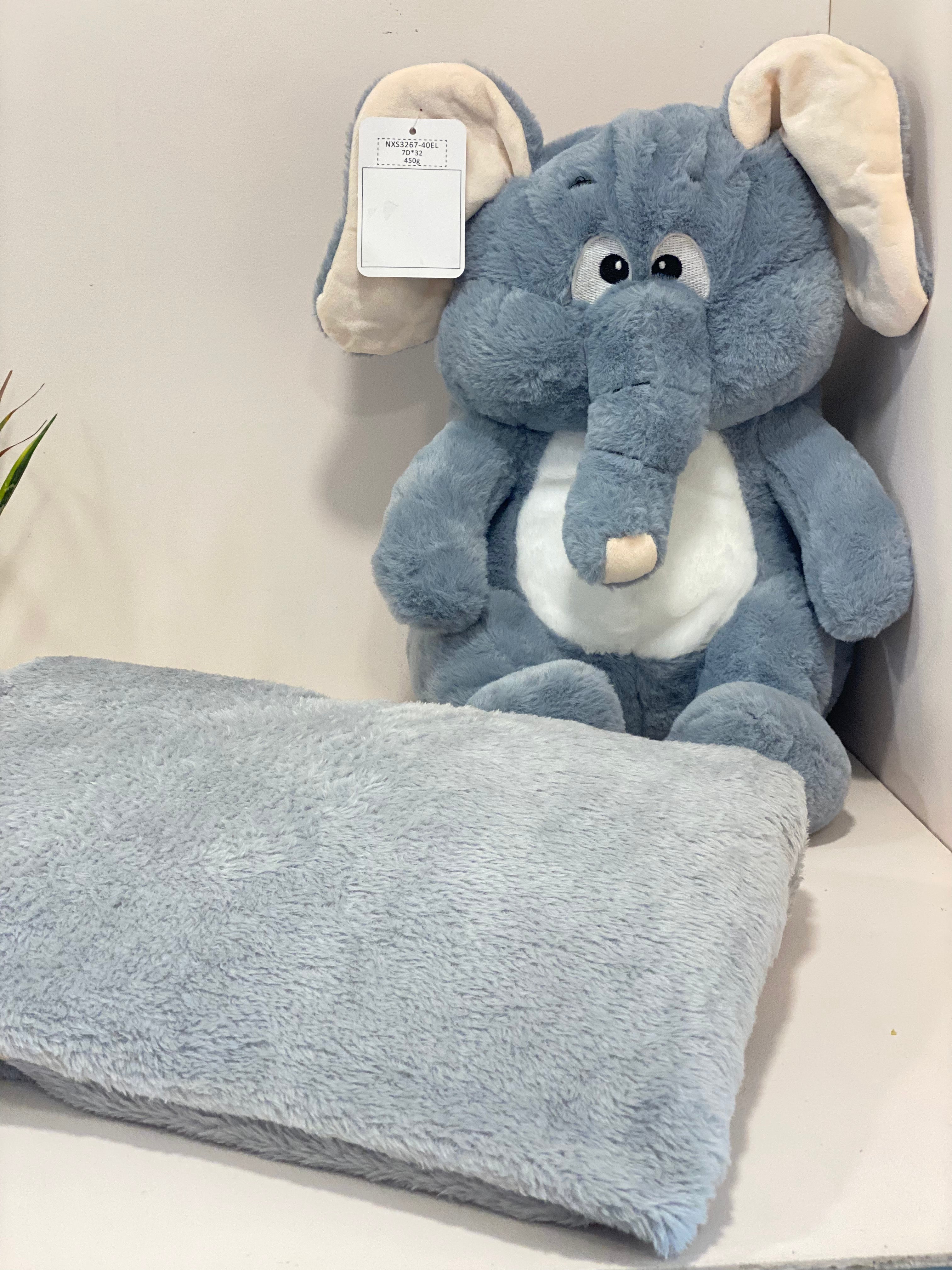 Plush Velvet Elephant Cushion Blanket
