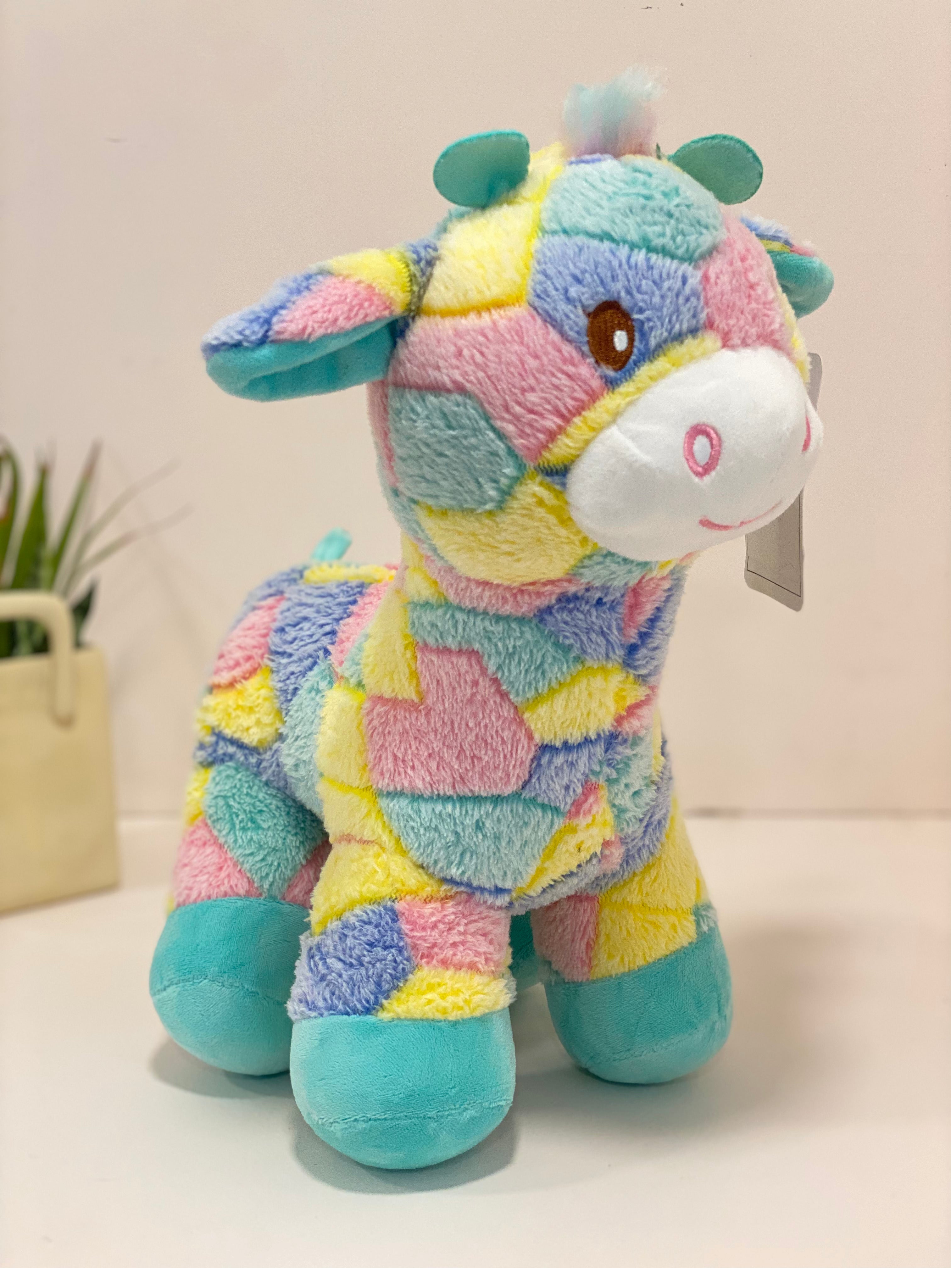Pastel Patchwork Giraffe Plush Toy