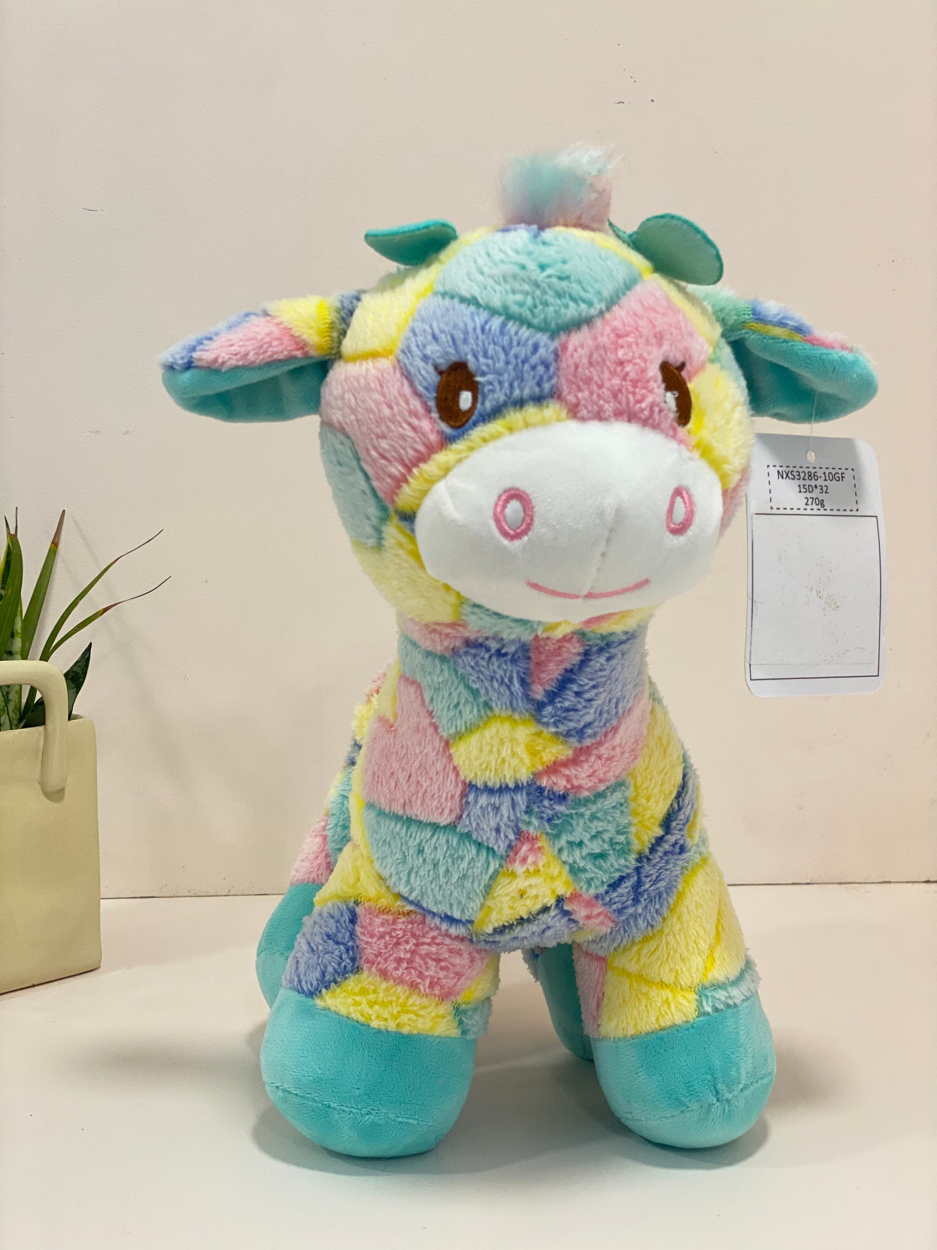 Pastel Patchwork Giraffe Plush Toy