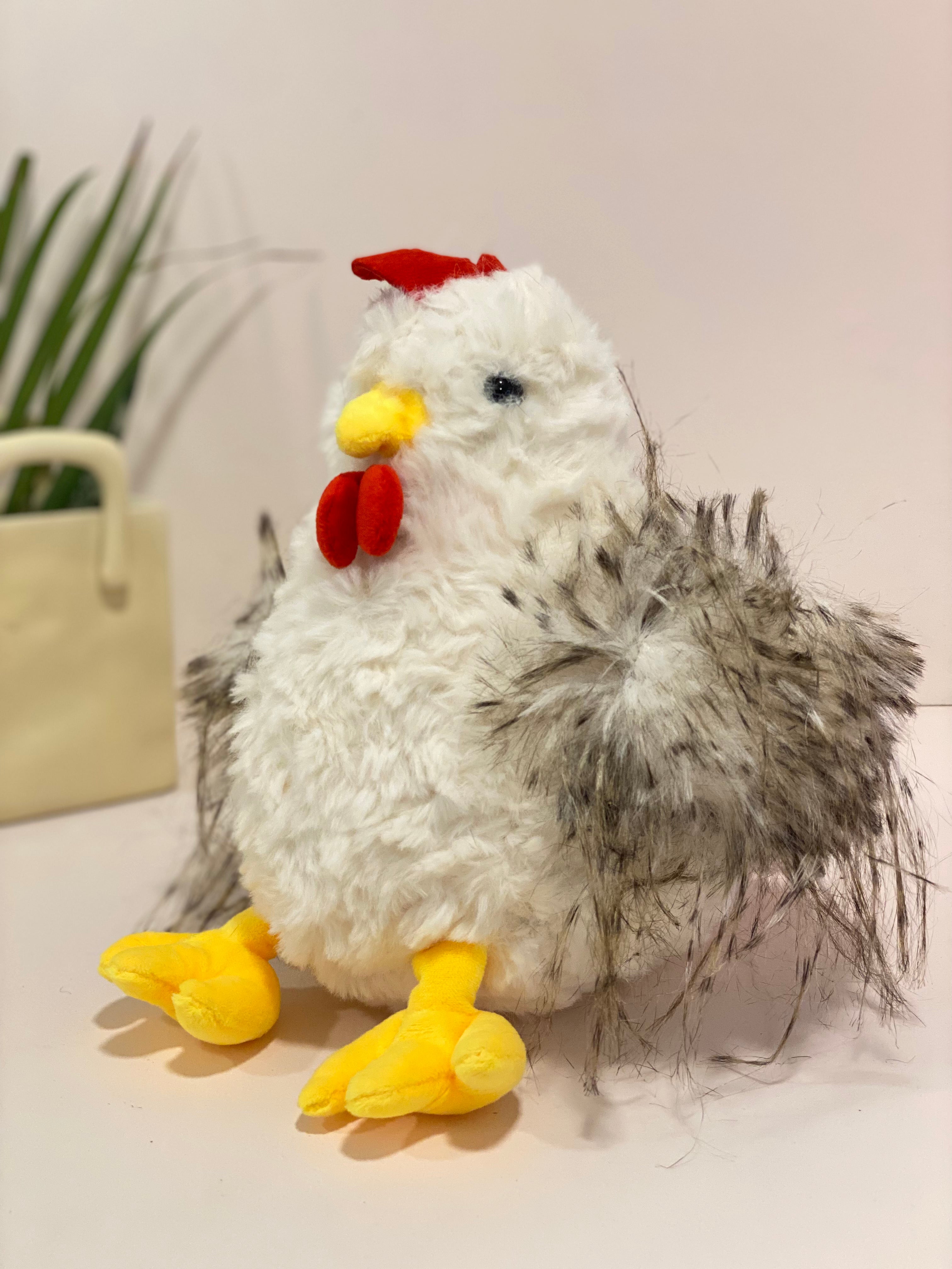 Fluffy Faux-Fur Rooster Plush Toy