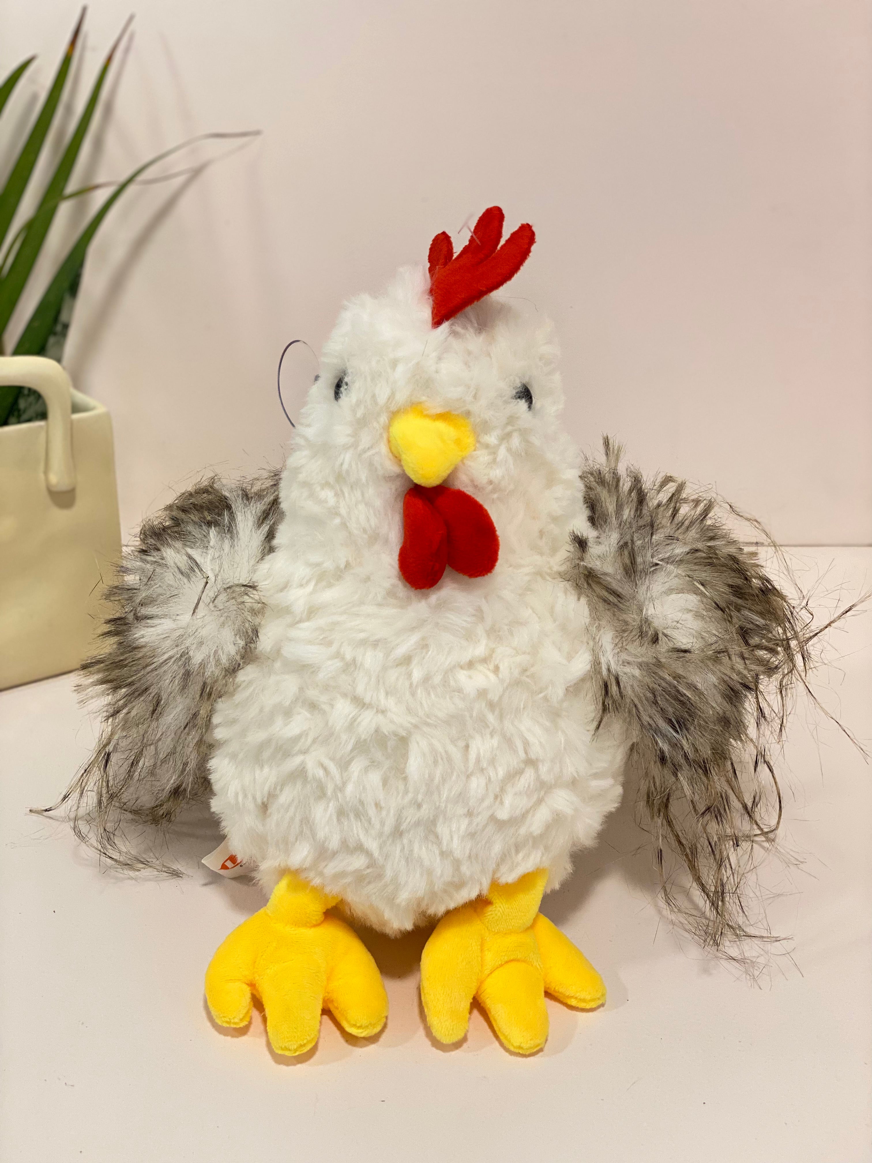 Fluffy Faux-Fur Rooster Plush Toy
