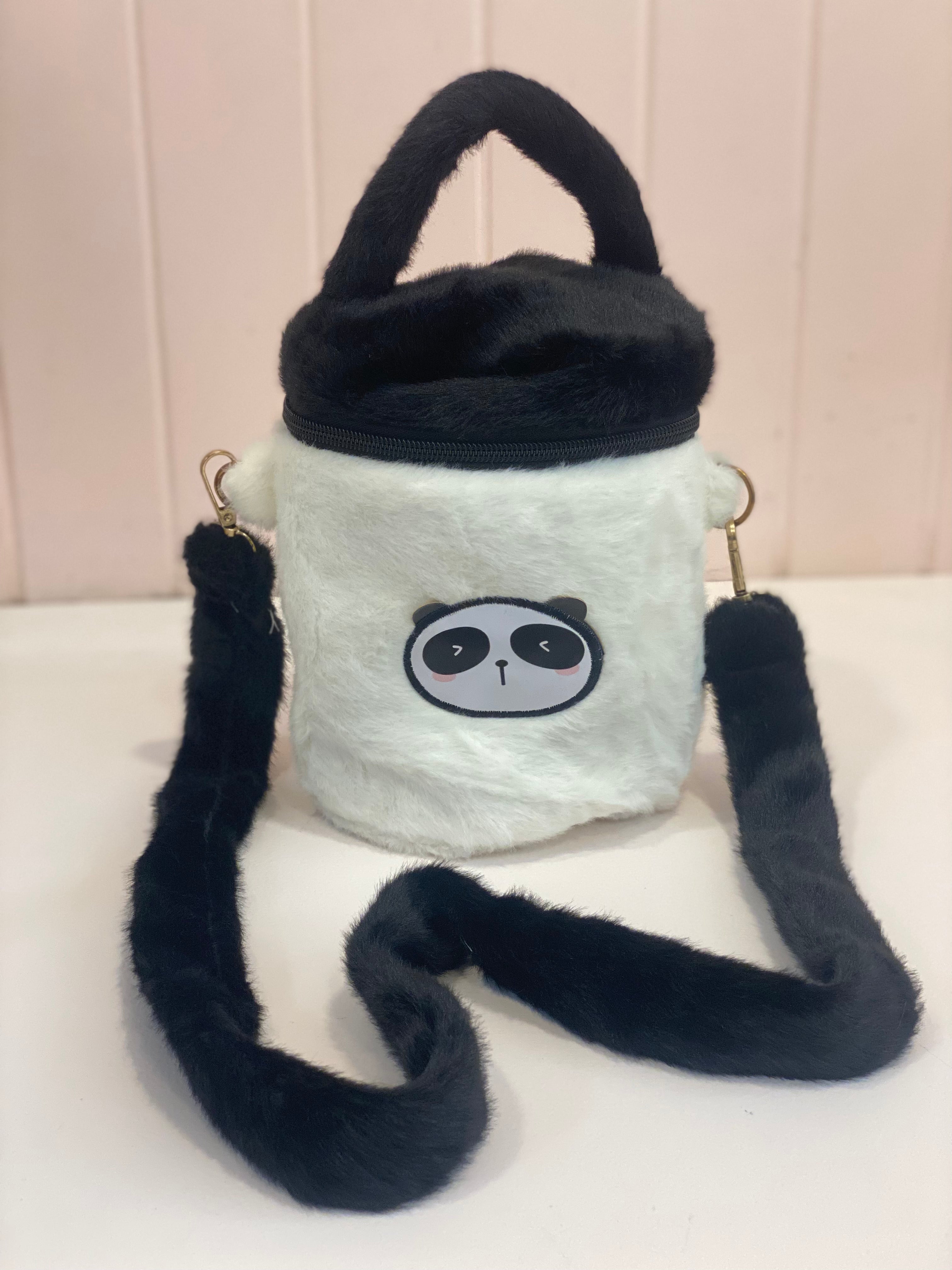 Kawaii Fuzzy Animal Cylinder Crossbody Bag