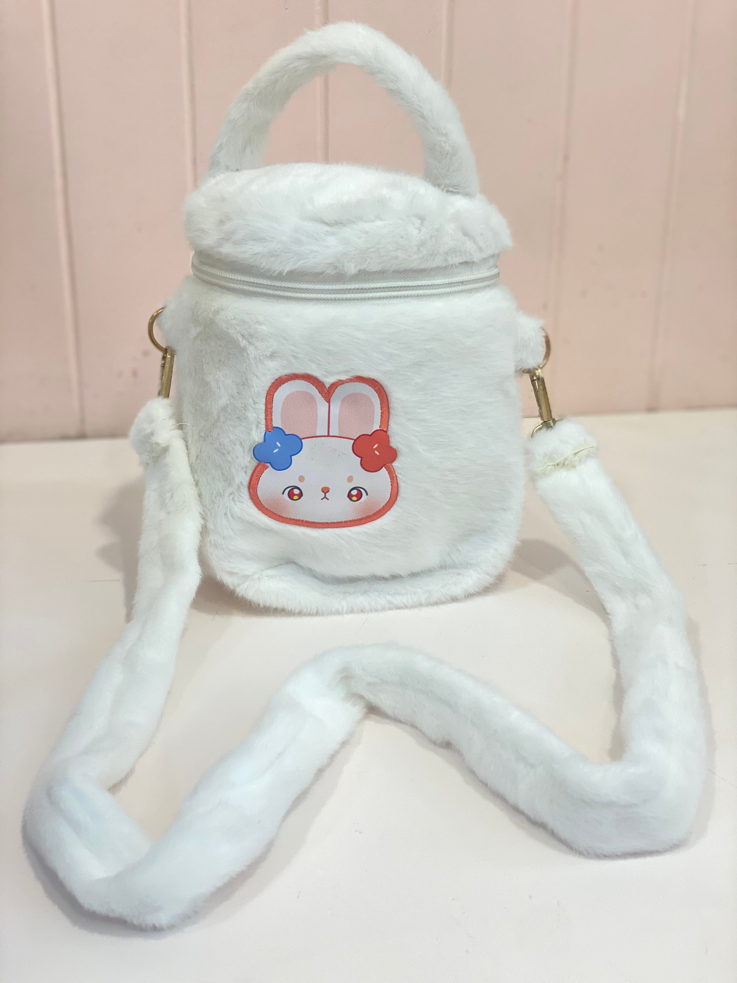 Kawaii Fuzzy Animal Cylinder Crossbody Bag