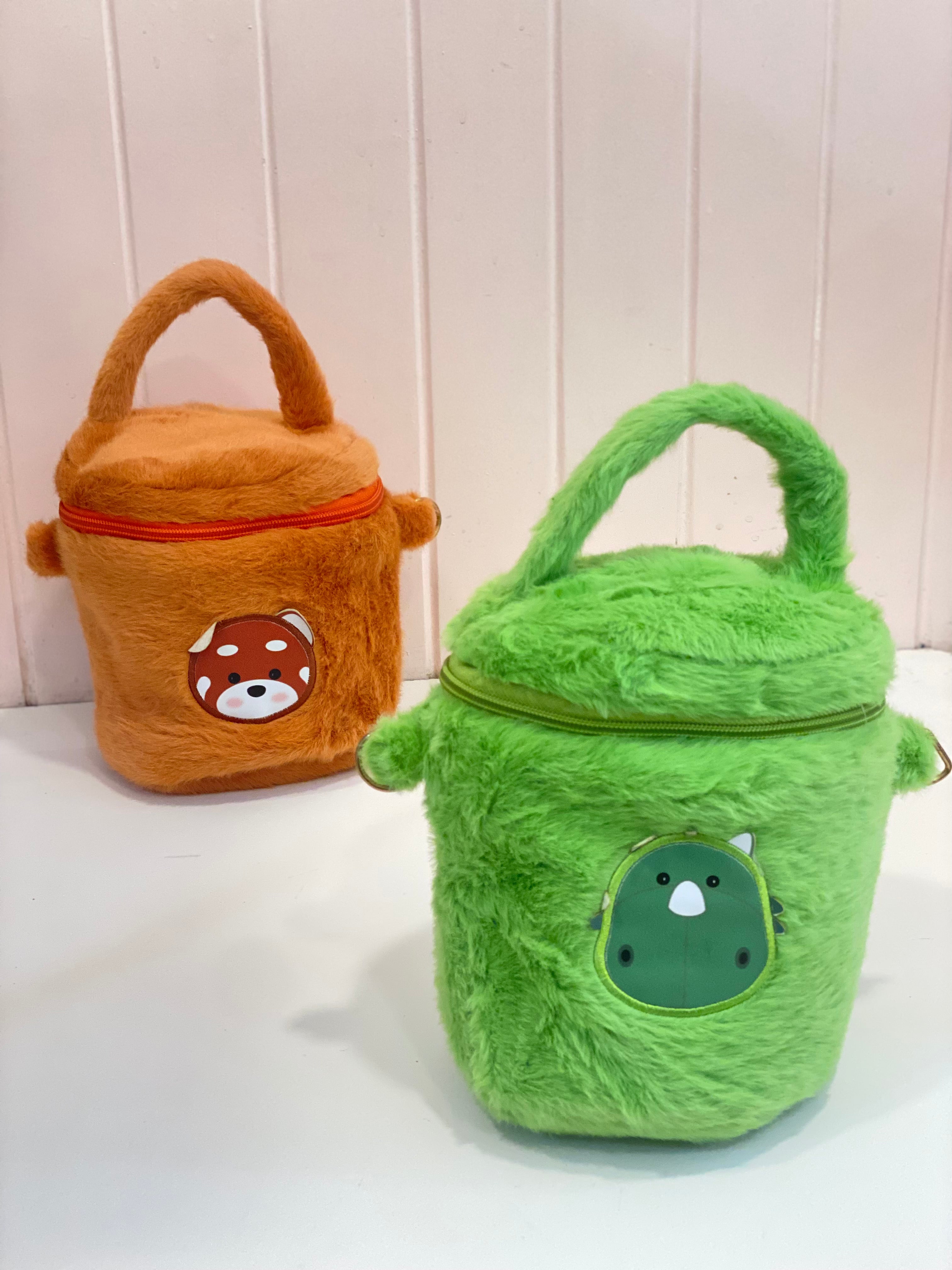Kawaii Fuzzy Animal Cylinder Crossbody Bag