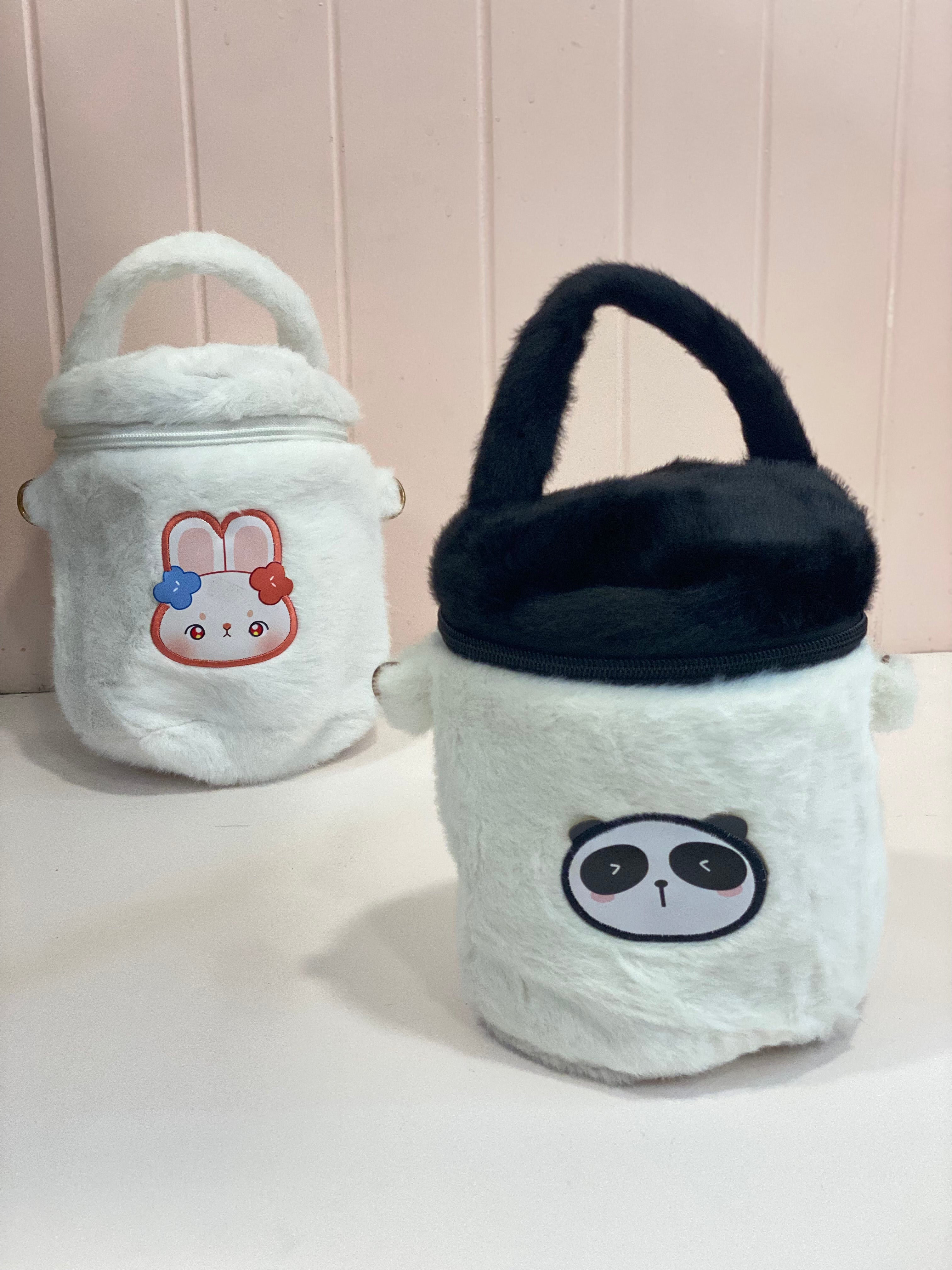 Kawaii Fuzzy Animal Cylinder Crossbody Bag