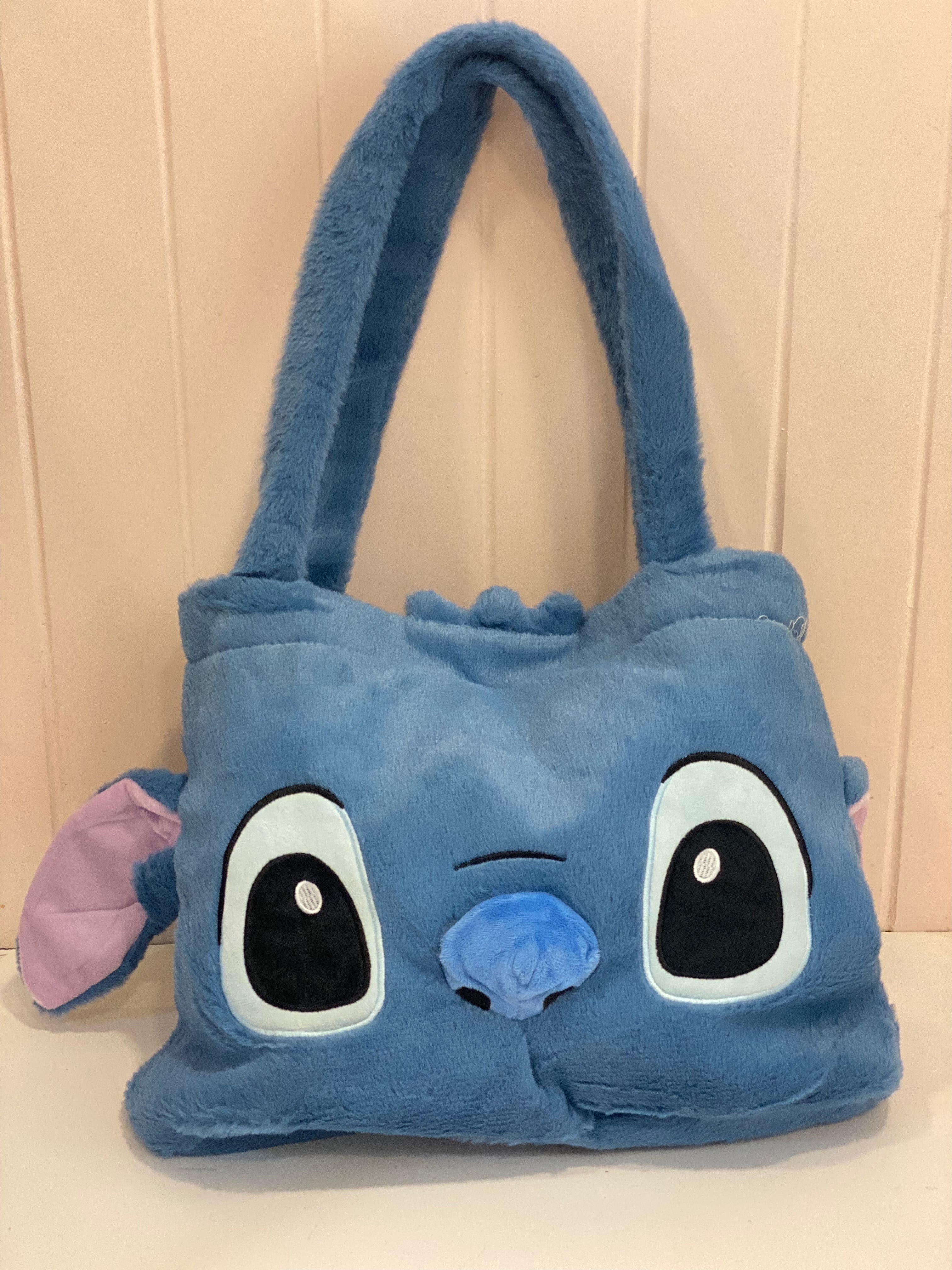 Stitch Blue Plush Character Tote Pouch
